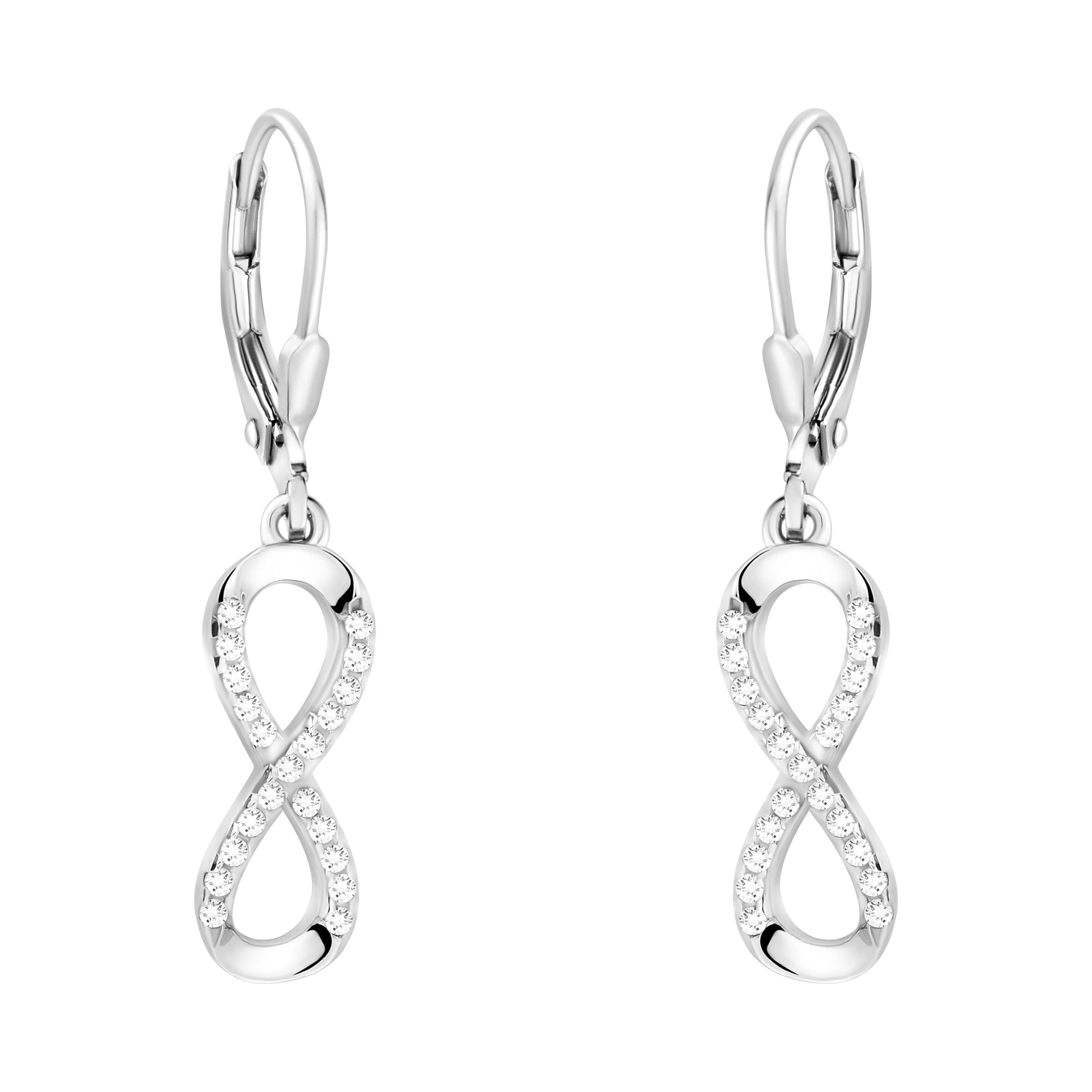 SOFIA MILANI Damen Ohrringe – 925 Silber Mit Zirkonia, Herz-Unendlich-Motiv Als Ohrhänger