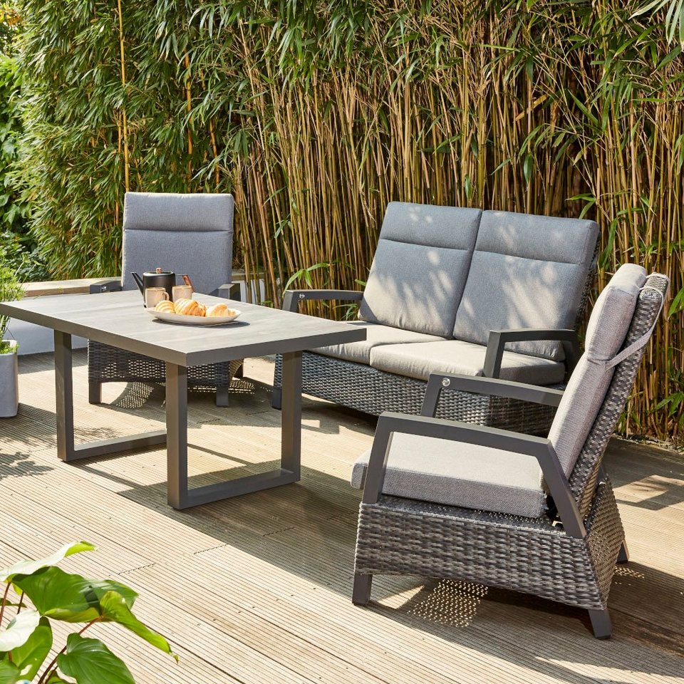 Siena Garden Gartenlounge-Set Taranto, Aus Alu und Geflecht, inkl. Kissen