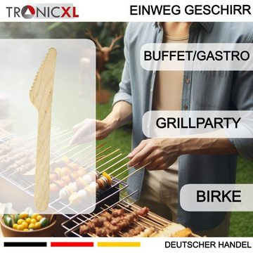 TronicXL Einweggeschirr-Set 1000 x Einweg Messer Einwegbesteck Besteck Holzmesser Camping Grillen (1000-tlg), Holz