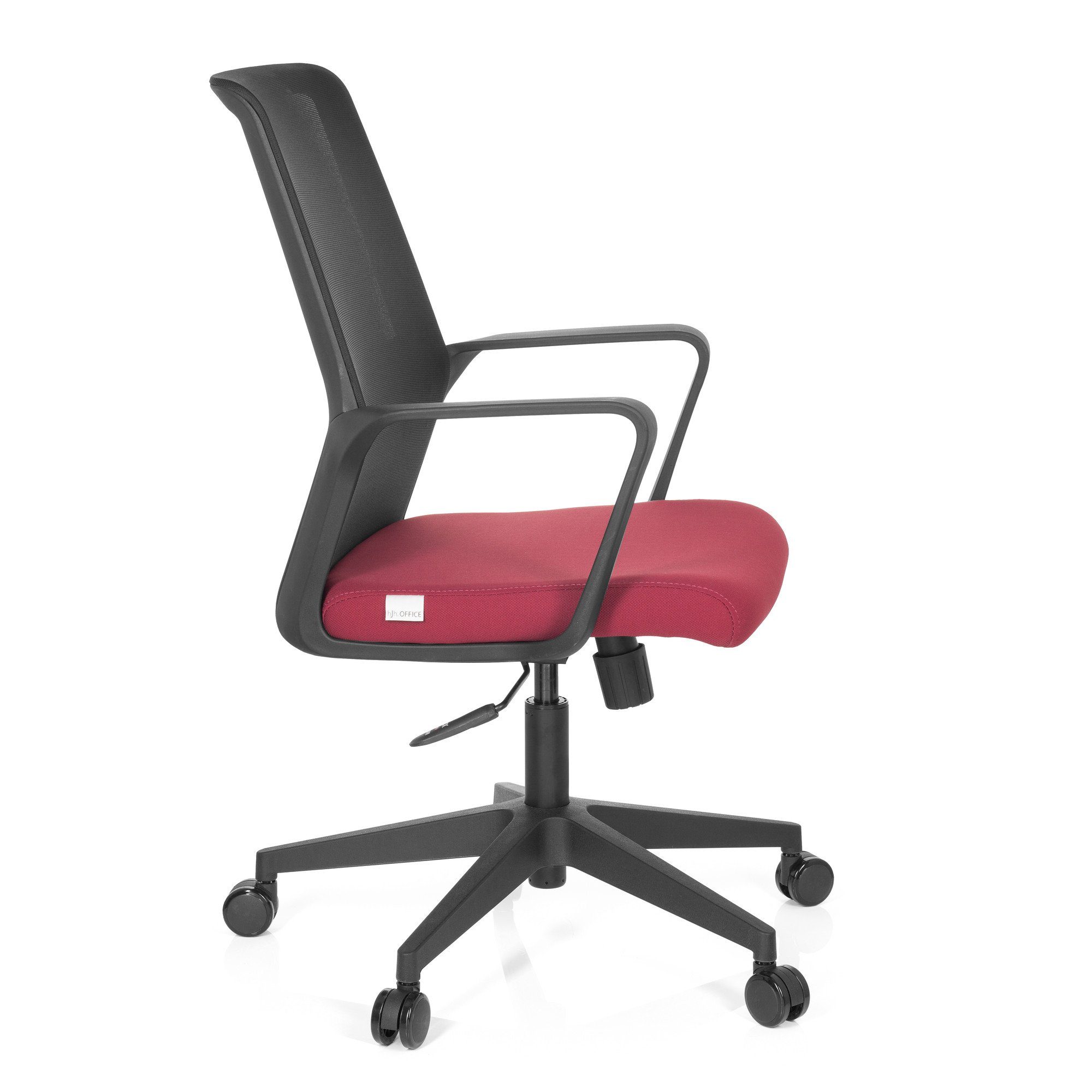 hjh OFFICE Drehstuhl Home Bürostuhl ergonomisch mit Schreibtischstuhl Office (1 Armlehnen Schwarz/Rot Stoff St), PRESTON