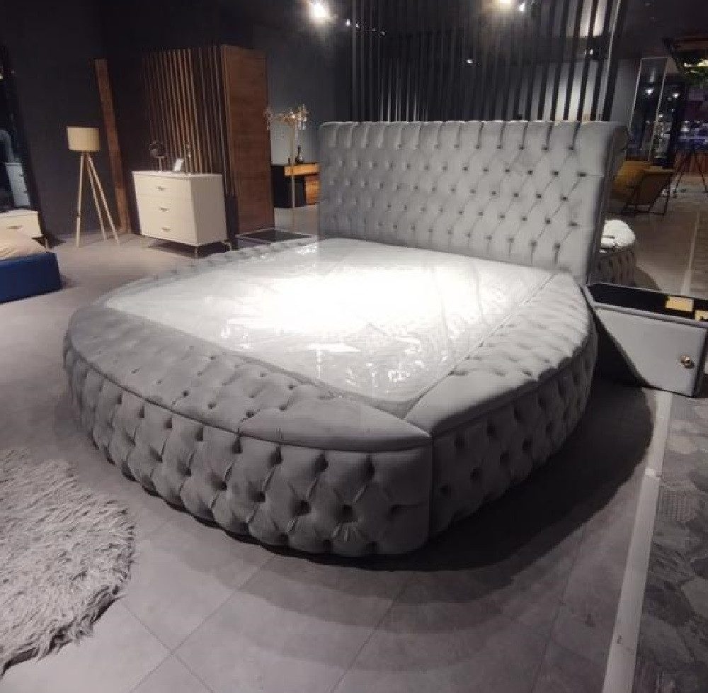 Xlmoebel Bett Rundes Chesterfield Bett in Grau für stilvolle Schlafzimmer (Rund Bett), Hergestellt in Europa