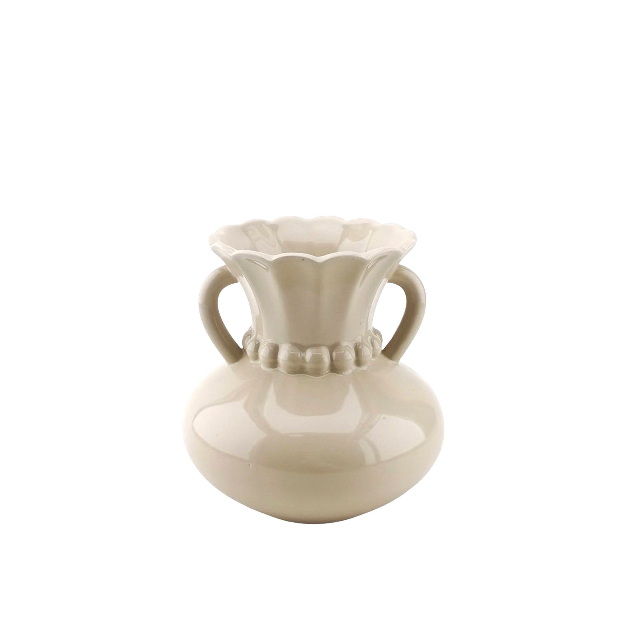 Tischvase Vase Keramik Blumenvase creme rosa Keramikvase