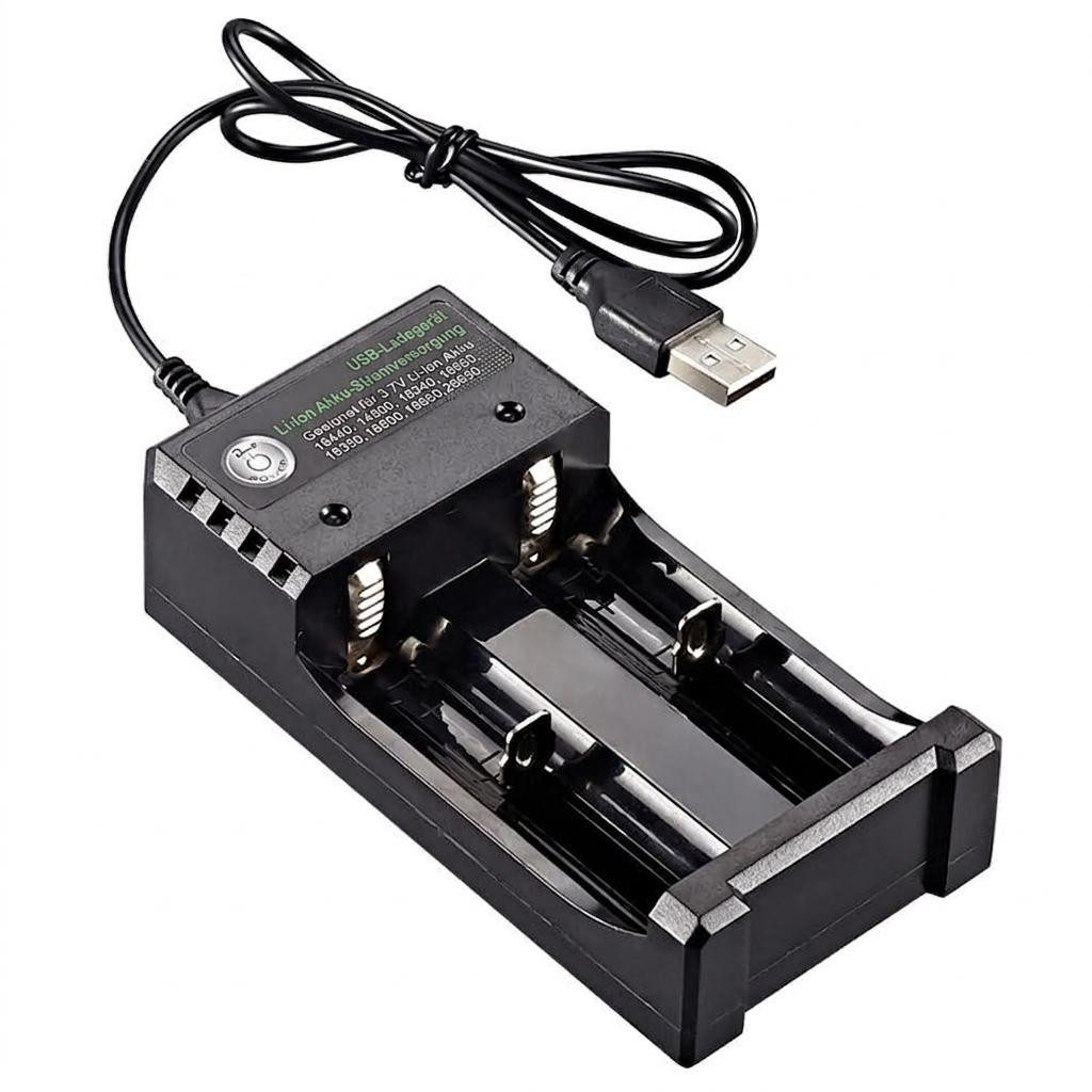 GarveeMore USB‑Doppel‑Ladegerät für 3,7V Lithium‑Akkus, unabhängige Schächte Rundzellen-Lader (Mehrfachschutz, kompatibel mit 18650‑26650 und weiteren Typen) – Bild 4 von 5