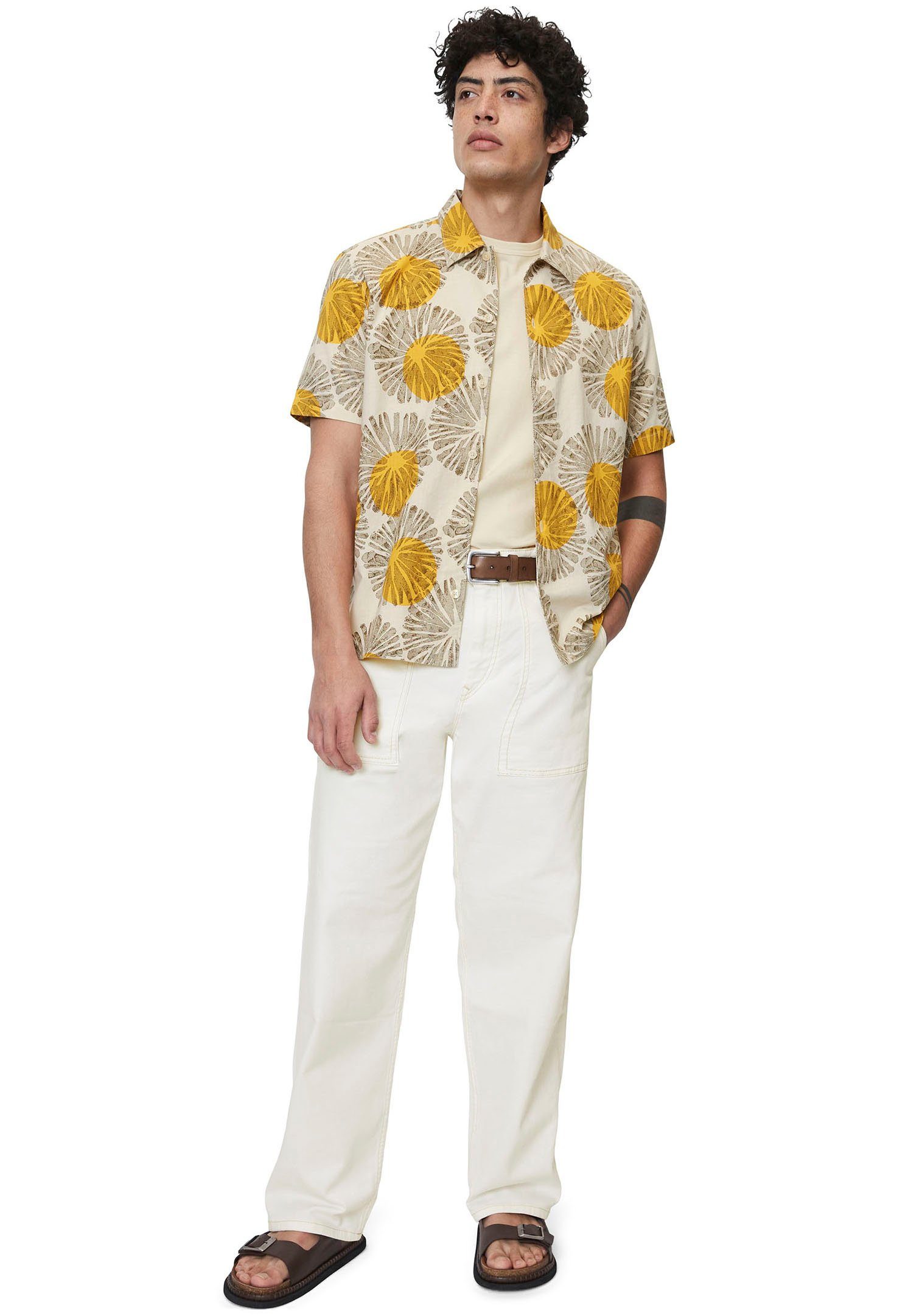 Kurzarmhemd O'Polo sand grafischem Hawaii-Print mais Marc mit