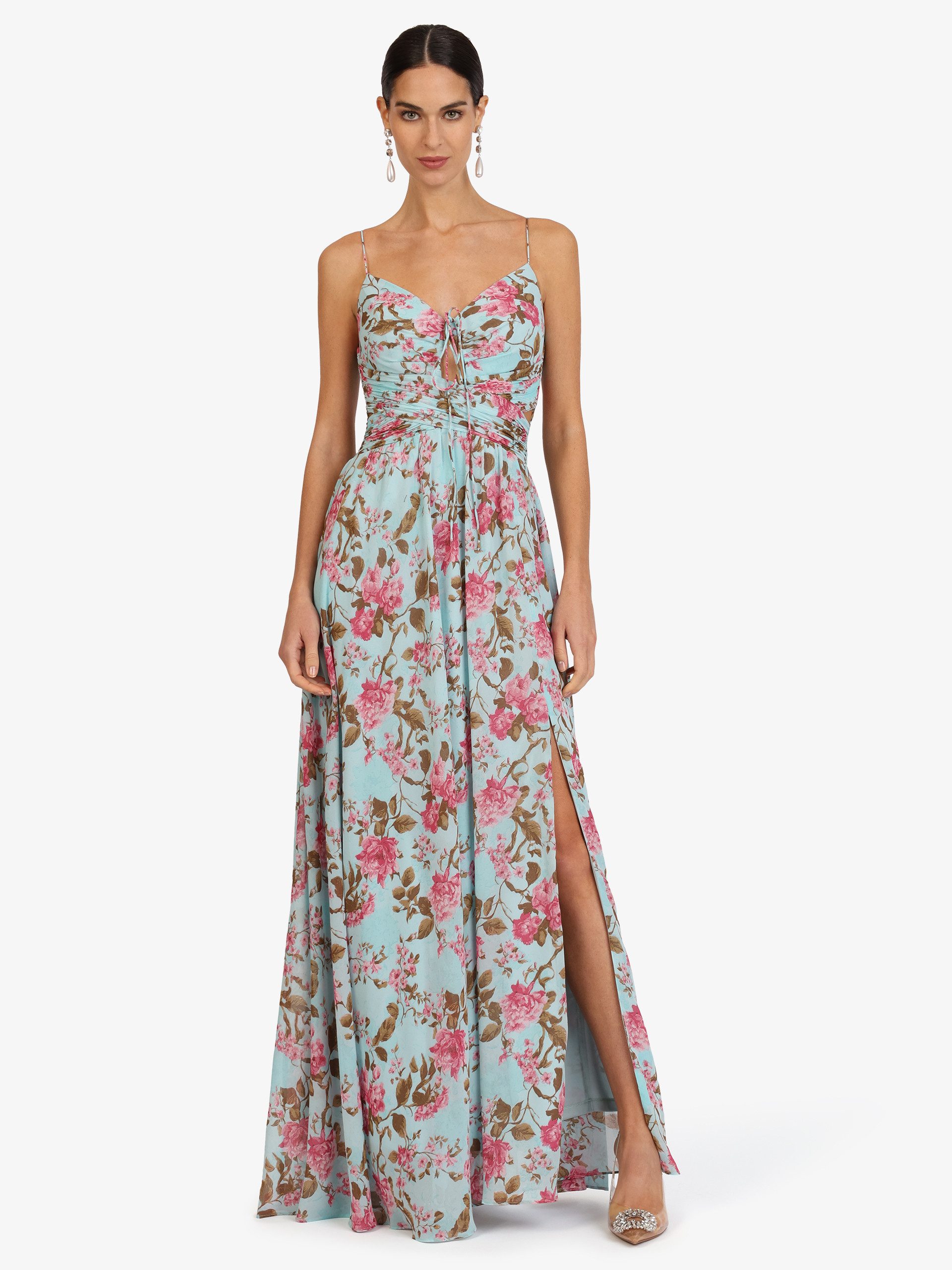 Kraimod Abendkleid mit Spaghettiträgern und Schlitz