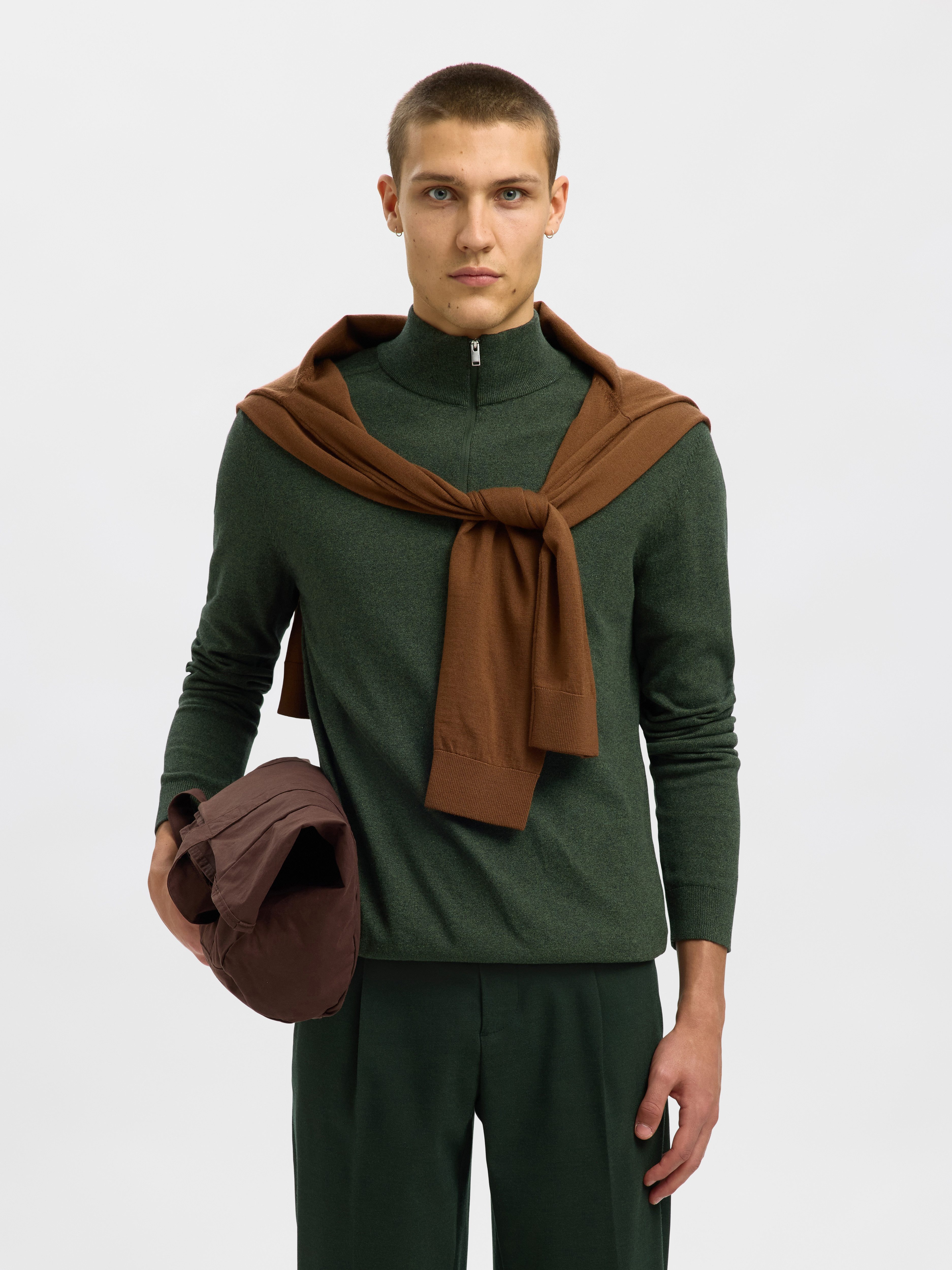 Selected Troyer SLHBERG HALF ZIP CARDIGAN NOOS Baumwolle, regular fit günstig online kaufen