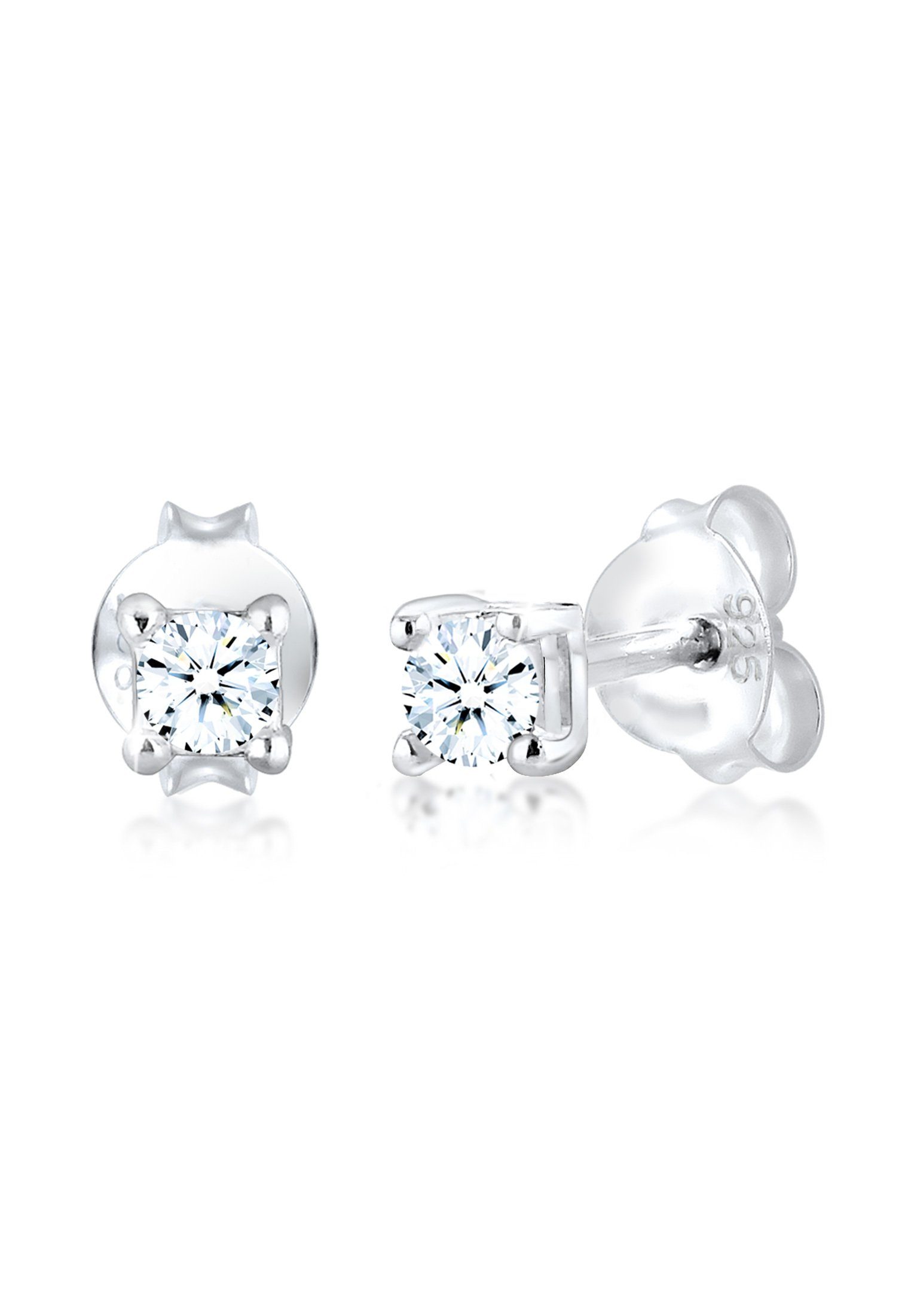 Elli DIAMONDS Paar Ohrstecker Basic Ohrstecker Diamant (0.12 ct) 925er Silber | Ohrstecker