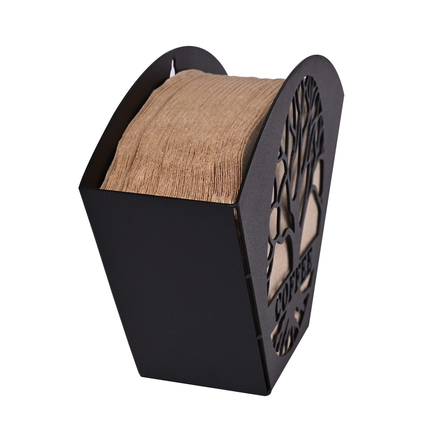 FOUORTUNATE-BEE Papierfilter Stehender Kaffeefilterhalter aus Metall, Filterpapier Box, Stilvoller Filterpapier Organizer mit Metallfächer