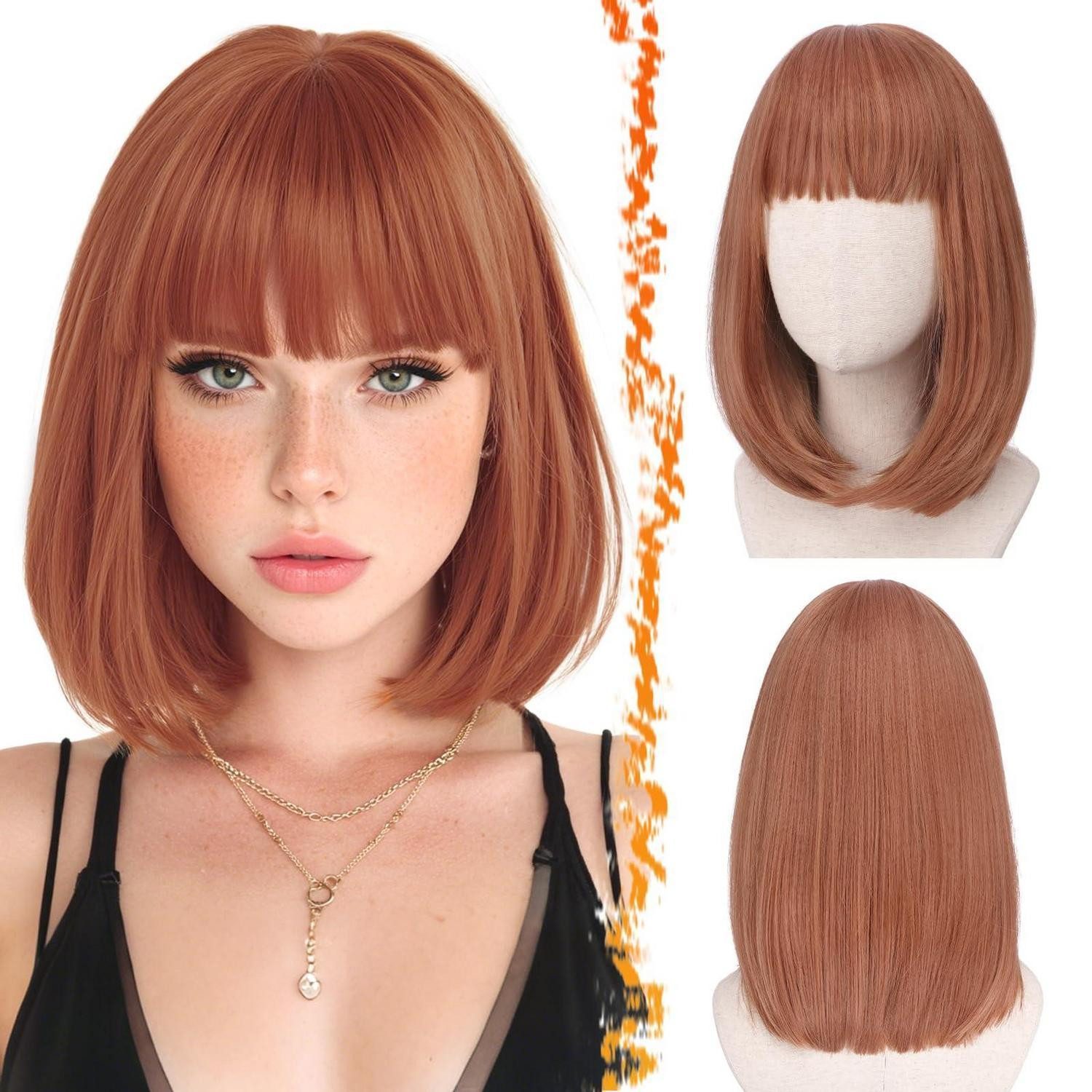 LuxusKollektion Kostüm-Perücke Perücke Bob Kurz Pony Frauen Auburn Synthetisch Hell Auburn