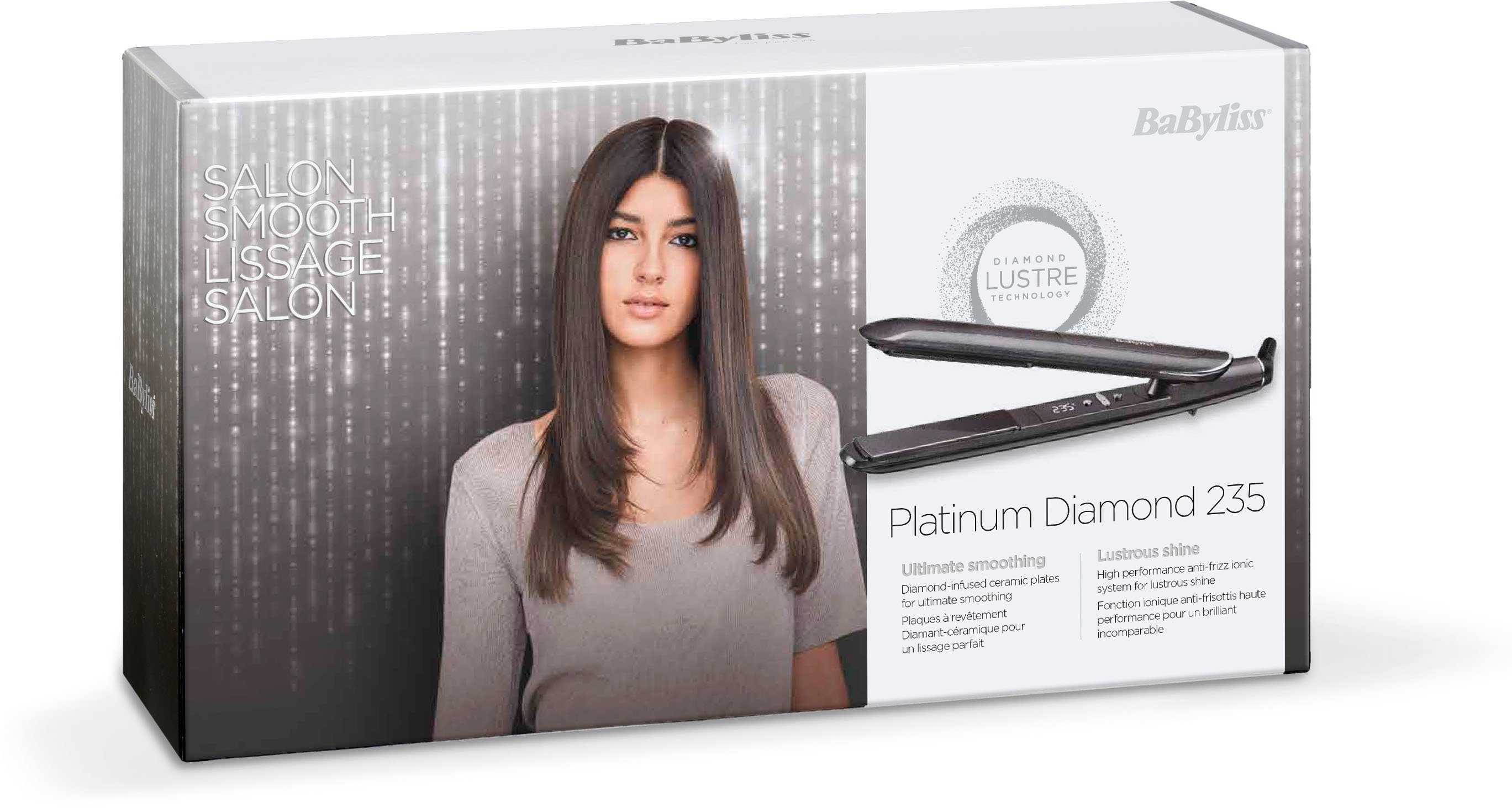 Glätteisen Memory-Funktion BaByliss Diamond-Ceramic-Beschichtung, Diamond ST259E mit Platinum