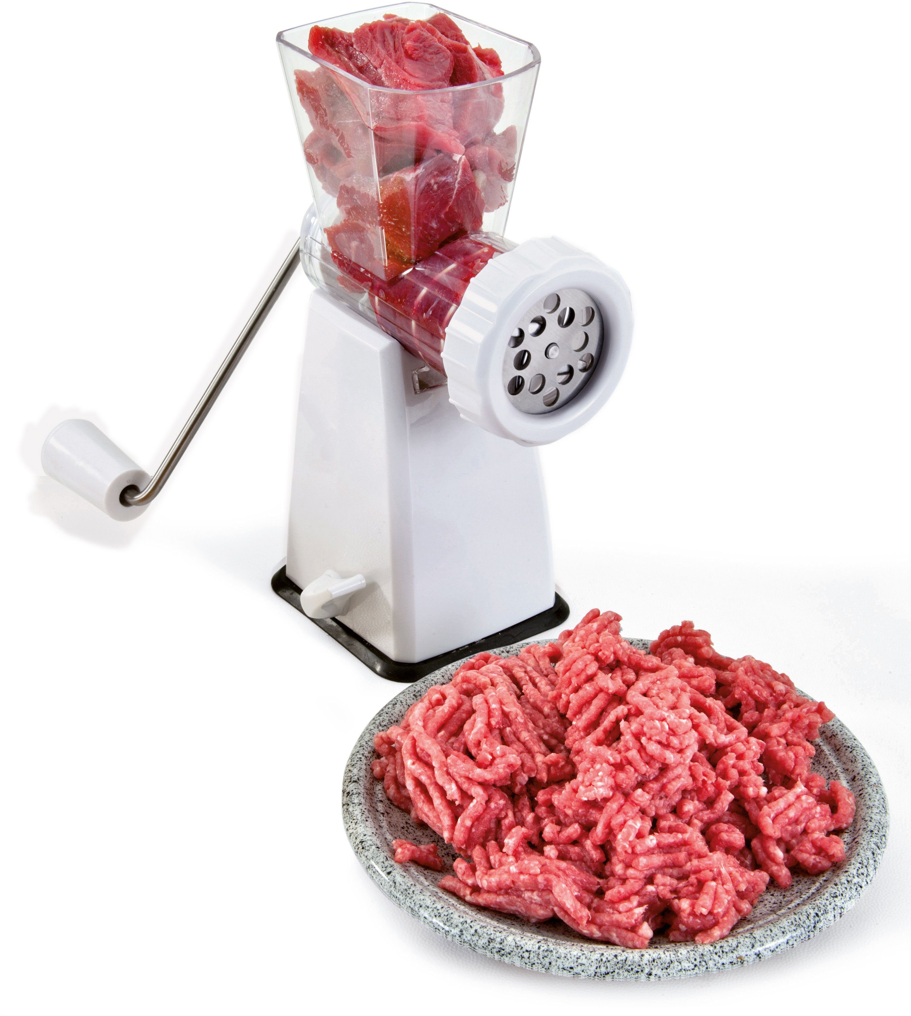 Metaltex Fleischwolf Tartare, Kunststoff/Spritzguß, mit 2 Einsätzen, Kurbelbetrieb