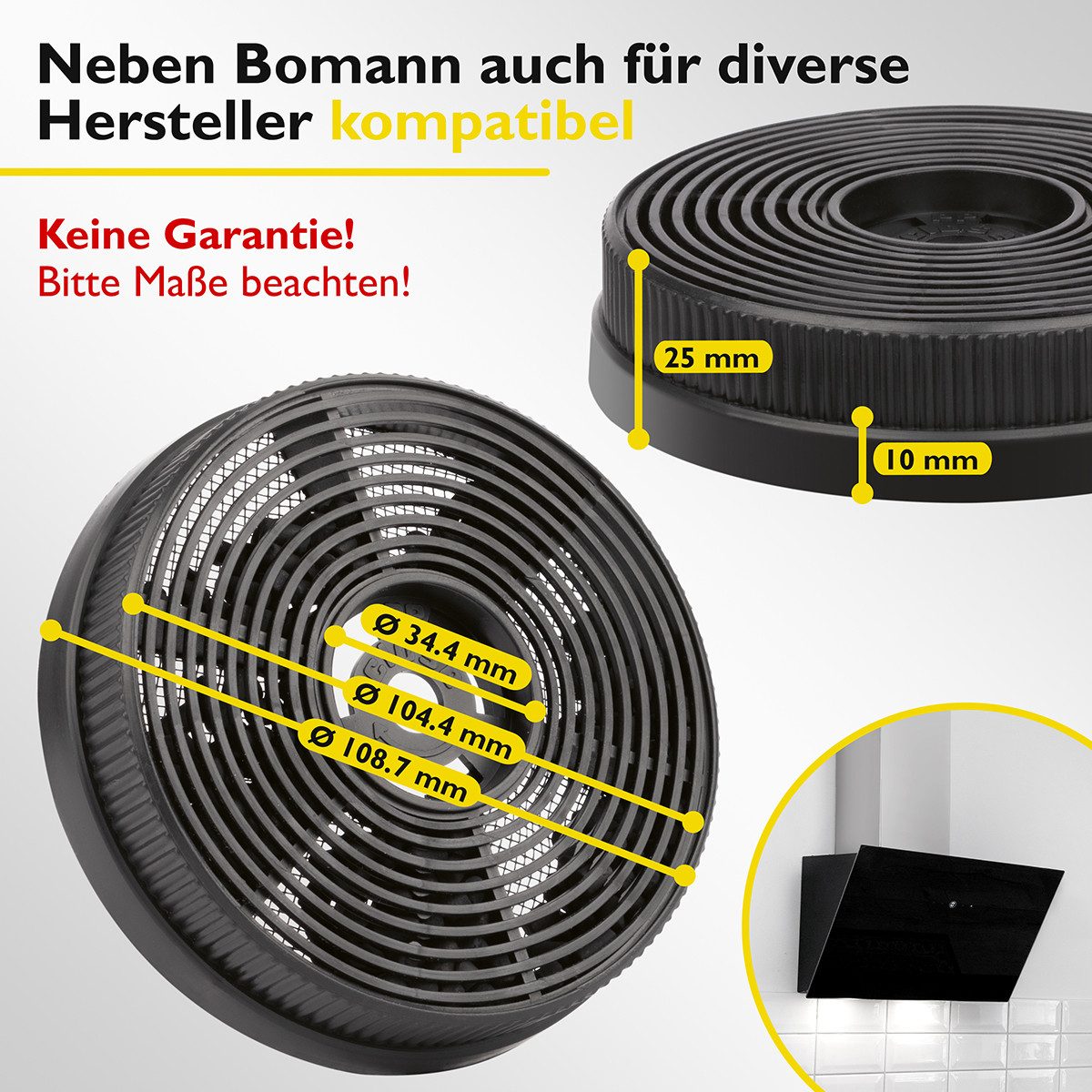 BOMANN Aktivkohlefilter KF 571, 2er Set, für DU 774 G, DU 7602 G, DU 7610 G