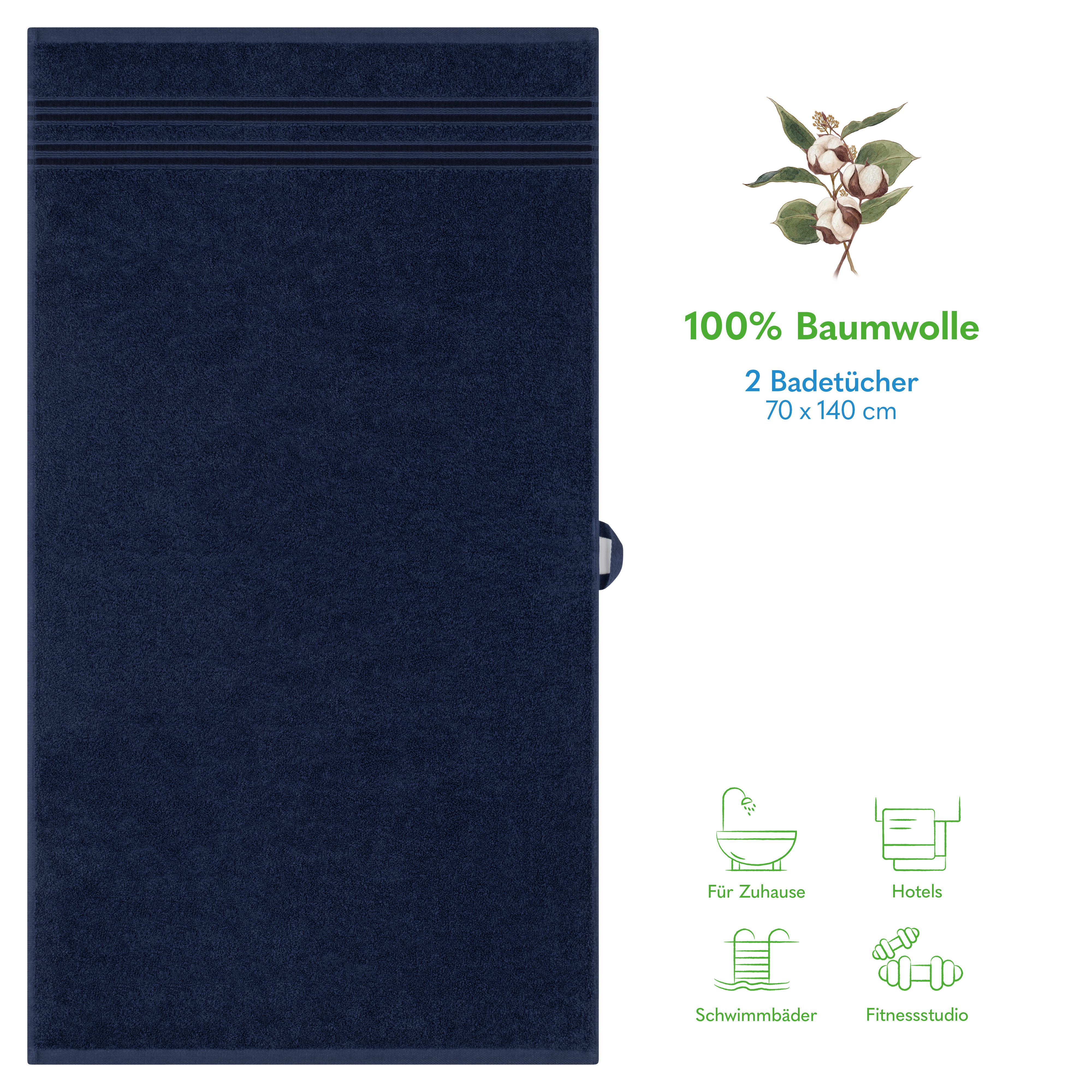 HAMMETEX Duschtuch 2er Set Badetücher 70x140 cm, 100% Baumwolle, Weich & Sa günstig online kaufen