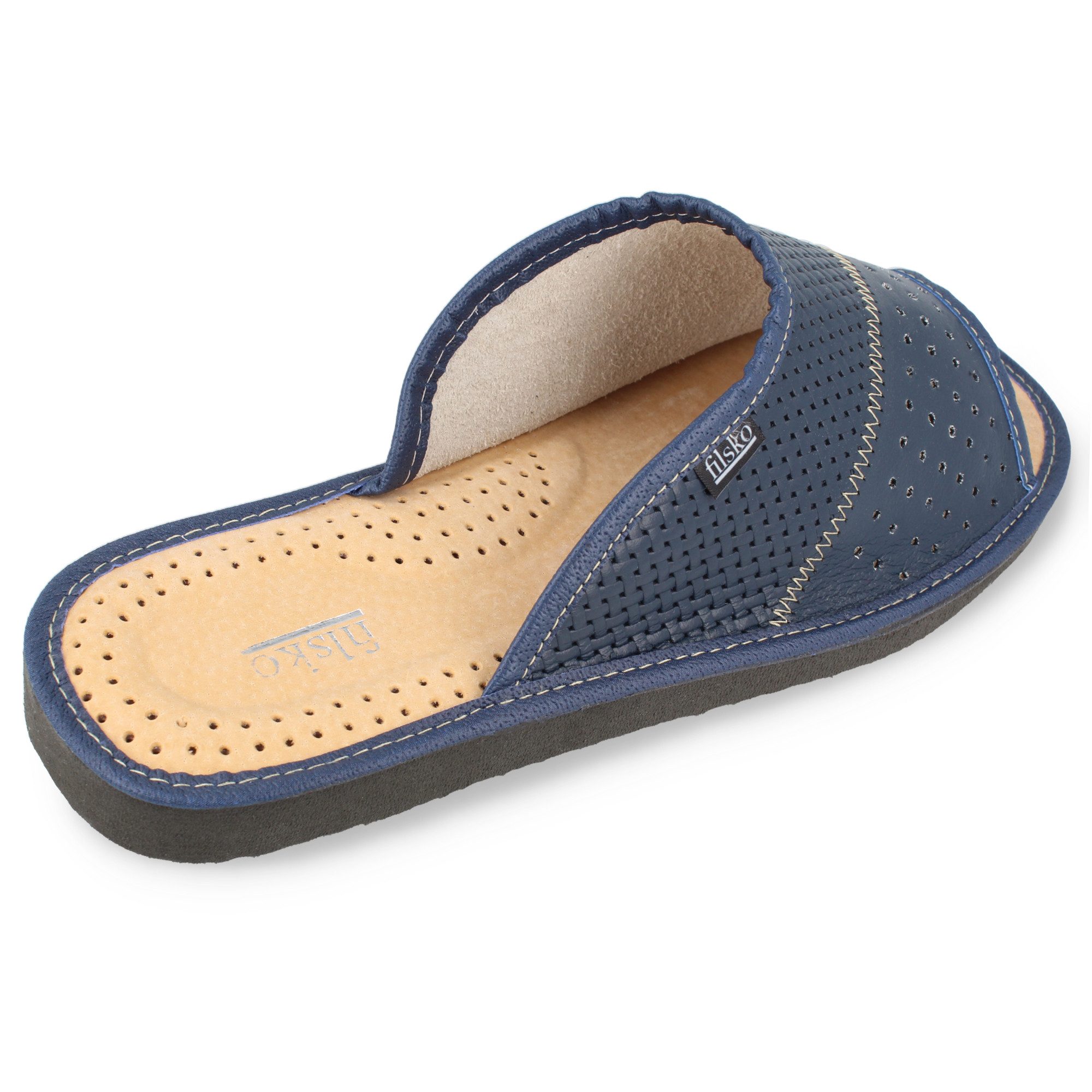 filsko Veere Herren offen aus Leder Hausschuh Lederschuhe