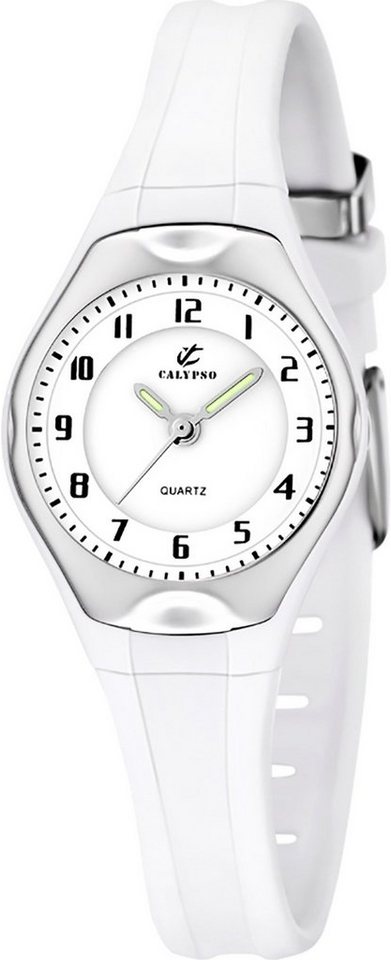 CALYPSO WATCHES Quarzuhr Calypso Kinder Uhr K5163/H Kunststoffband, Kinder  Armbanduhr rund, Kautschukarmband weiß, Casual