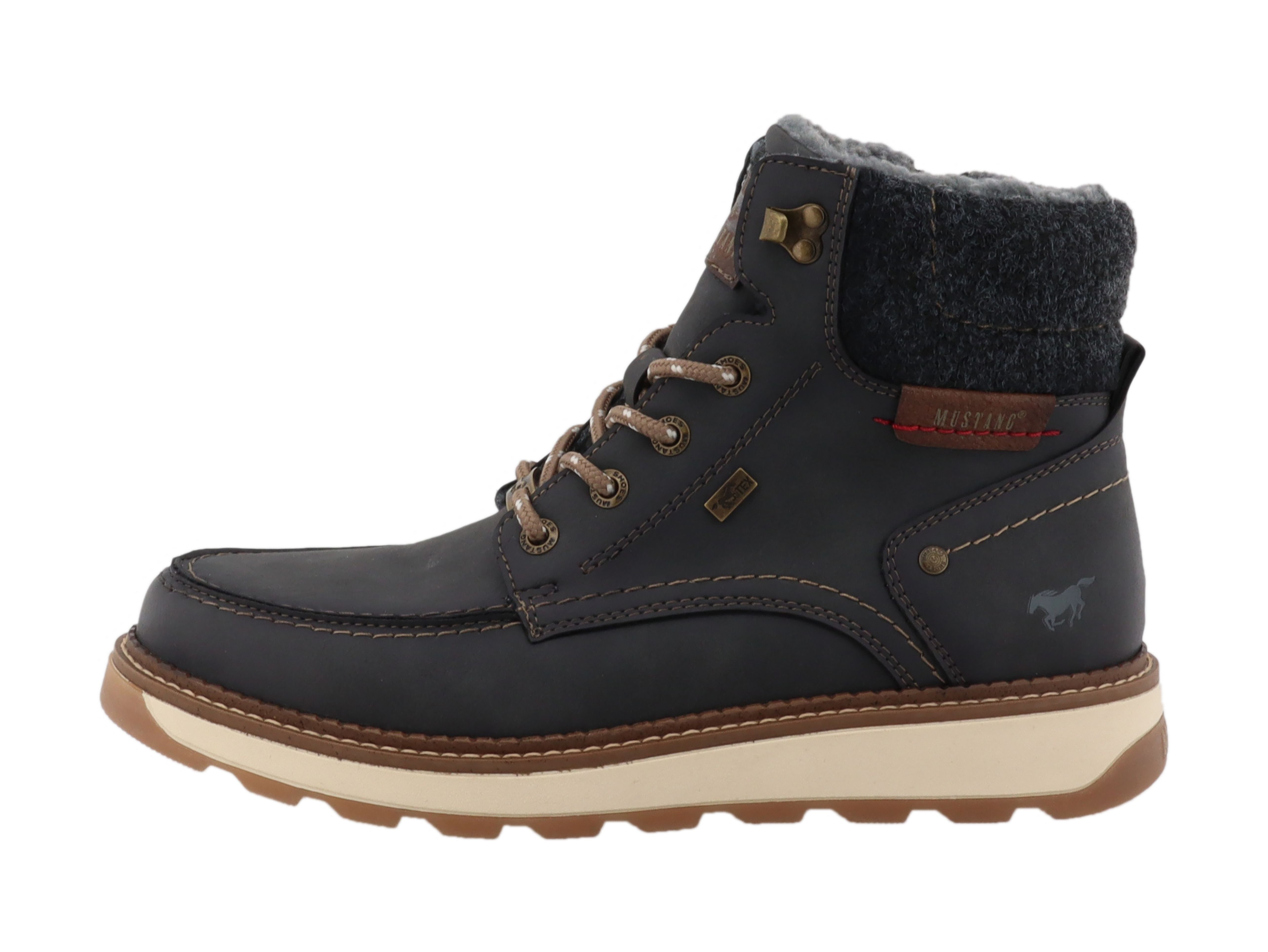 Mustang Shoes Stiefelette Winterboots Schnürboots mit modischem Filzbesatz am Schaftrand