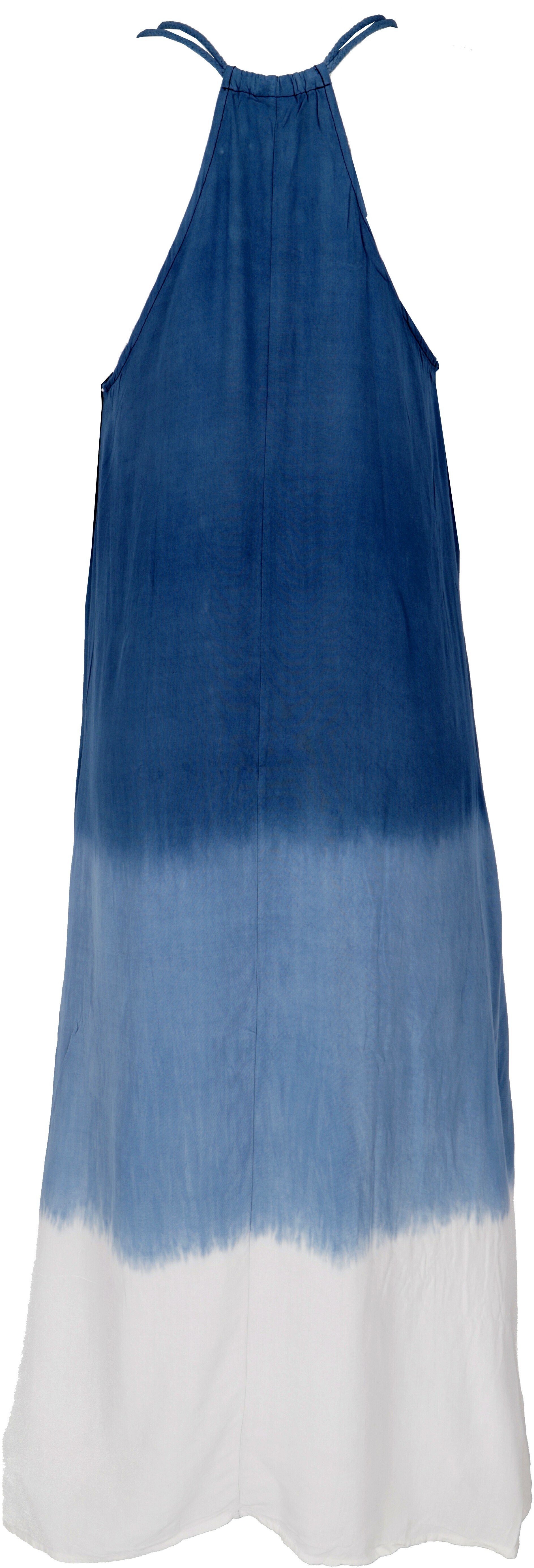 -.. Schmales Bekleidung blau/weiß alternative Batikkleid, Sommerkleid Strandkleid, Midikleid Guru-Shop