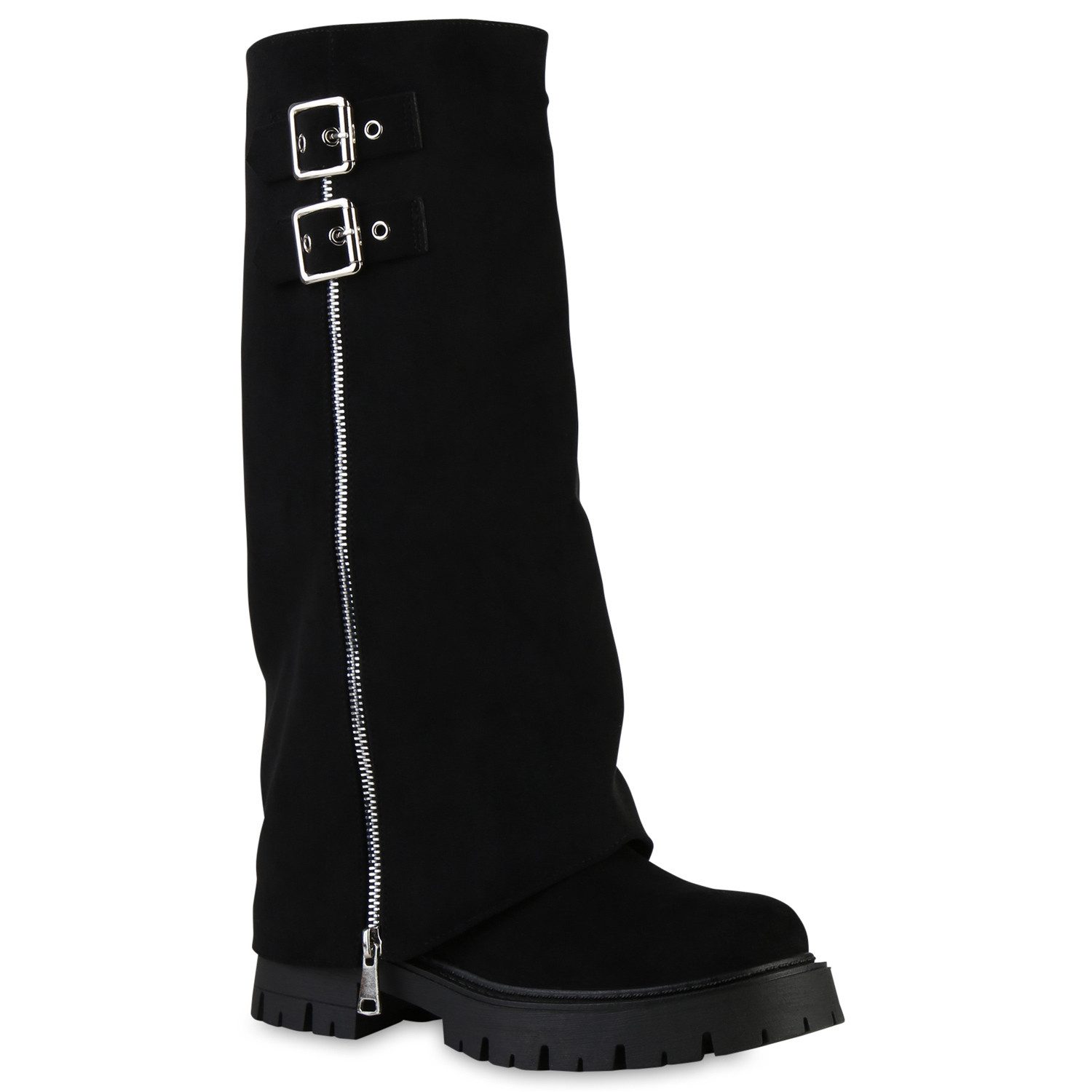 VAN HILL 841806 Stiefel Damen Bikerstiefel Stiefel Zipper Schnallen Profil- günstig online kaufen