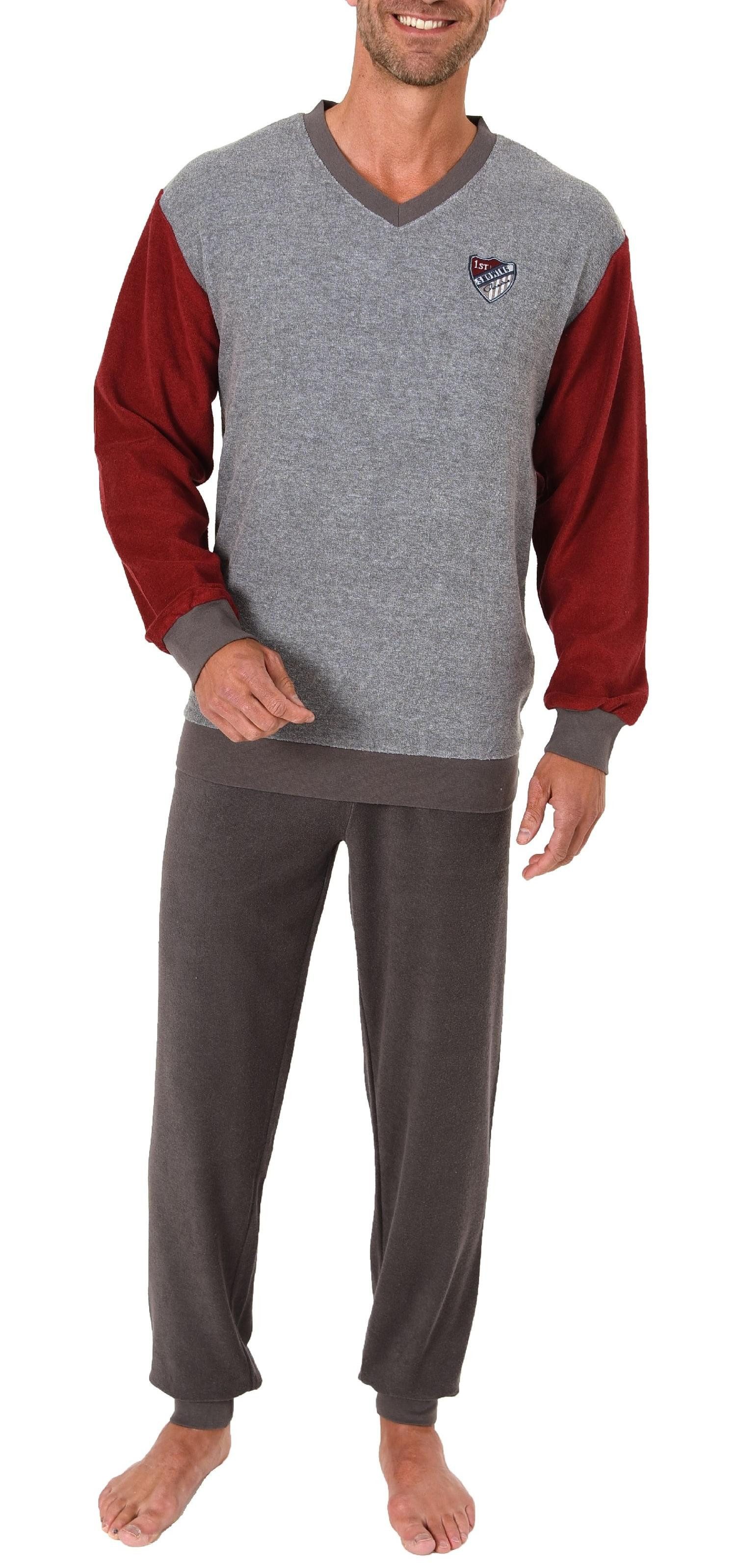 Pyjama Herren Frottee Schlafanzug langarm Pyjama mit Bündchen - 291 13 575