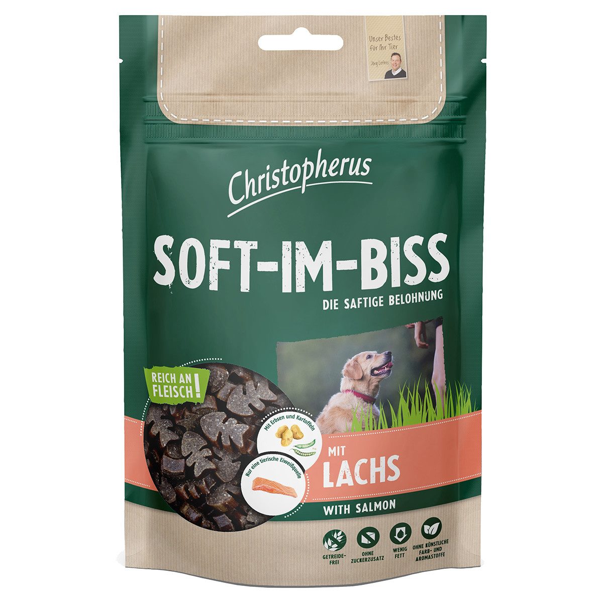 Christopherus Soft-Im-Biss mit Lachs 125 g - 12 Stück, Snack für: Hund