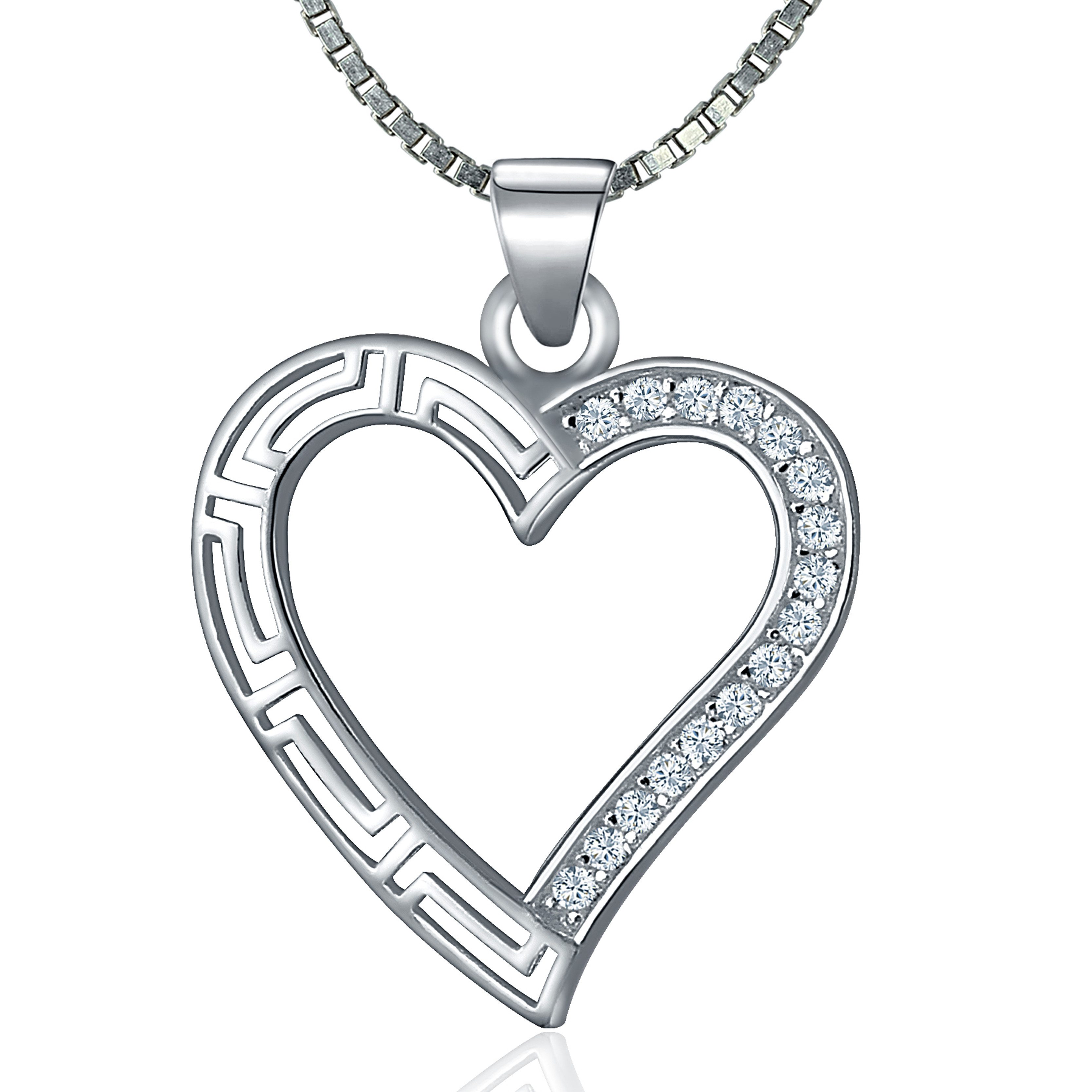 Kette mit Anhänger Silberkette Herz Liebe Halskette Partnerschmuck Silber Kette