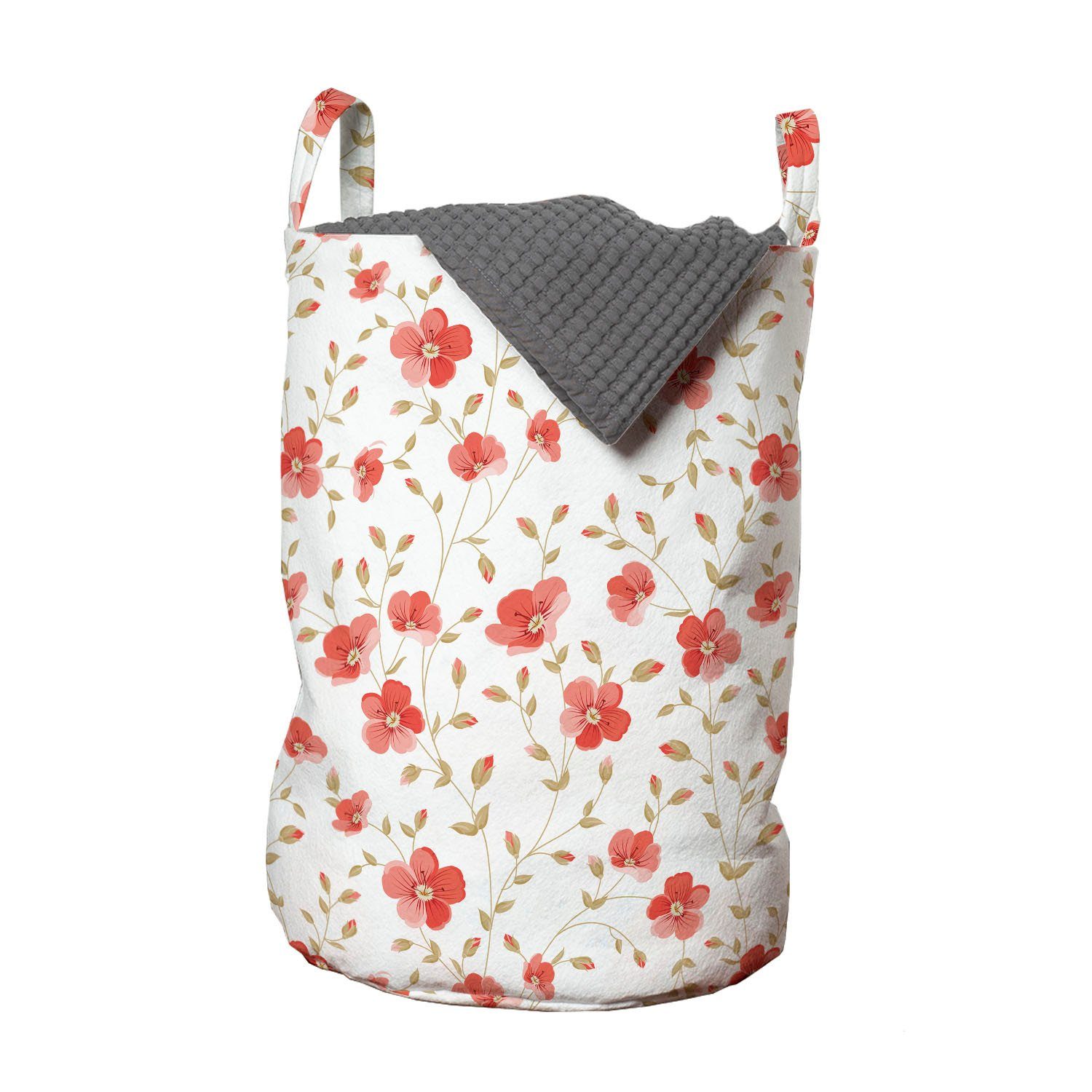 Abakuhaus Wäschesäckchen Wäschekorb mit Griffen Kordelzugverschluss für Waschsalons, Blume Peony Blumen-Blüte