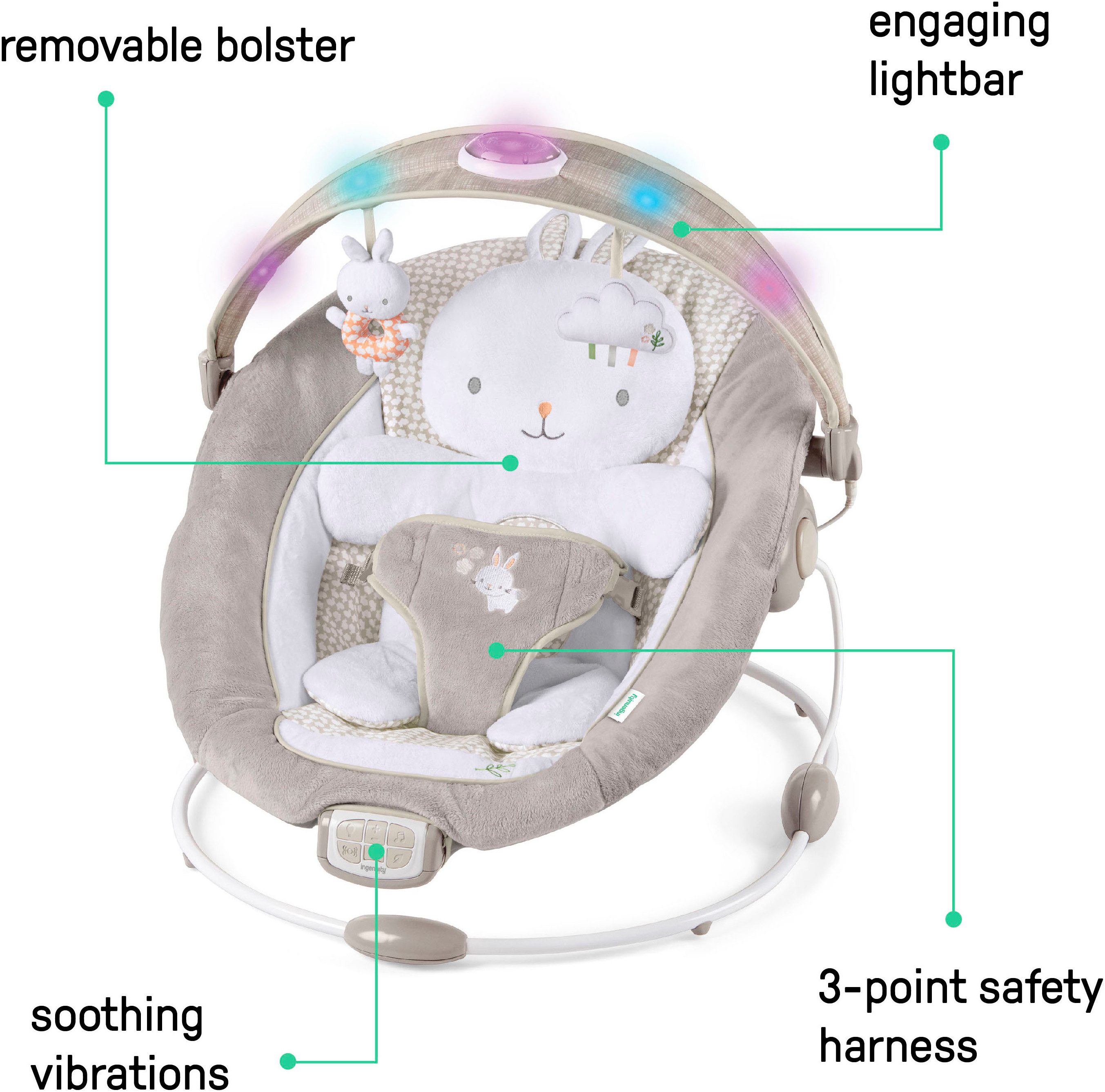 ingenuity Baby Swing InLighten Bouncer™ - Twinkle Tails™, with light and sound