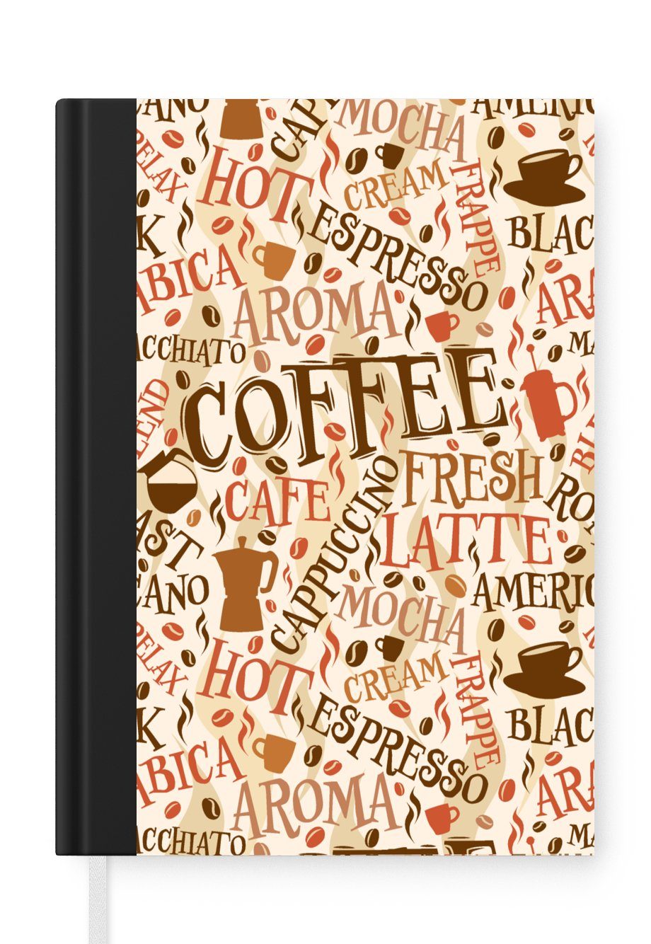 MuchoWow Notizbuch Kaffee - Vintage Merkzettel, Notizheft, Haushaltsbuch Muster, Journal, Tagebuch, 98 Seiten, A5, 