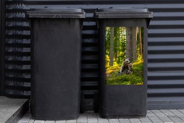 MuchoWow Wandsticker Bär - Braun - Wald (1 St), Mülleimer-aufkleber, Mülltonne, Sticker, Container, Abfalbehälter