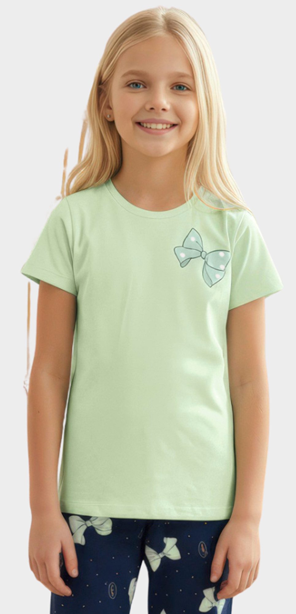 Vienetta Schlafanzug Kids (Set, 2 tlg., 2-teilig) Mädchen Pyjama Kurzarm lange Hose Baumwolle