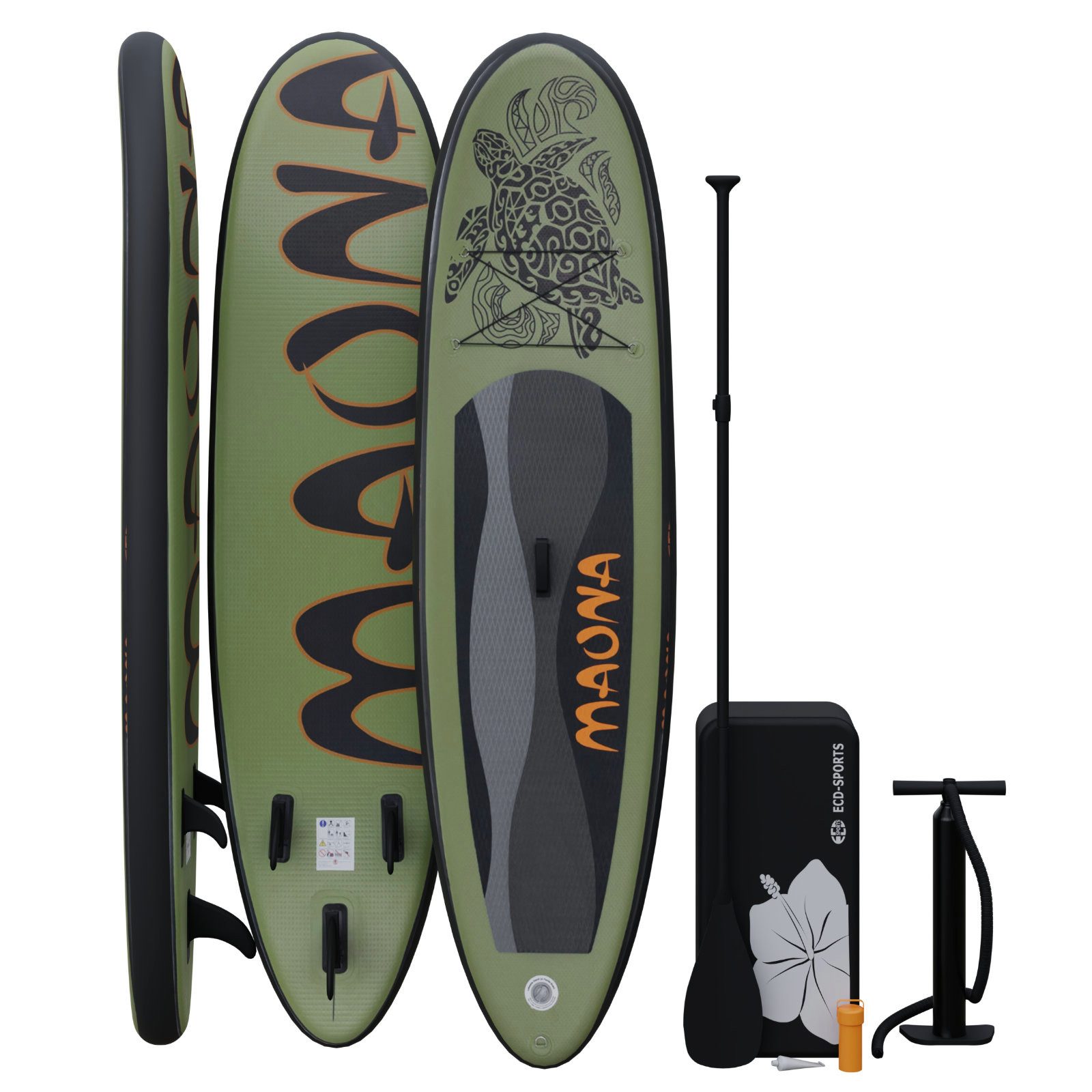 HAGO Inflatable SUP-Board Stand Up Paddle-Board MAONA SUP Board Komplettset 308 cm Länge Alu-Pad
