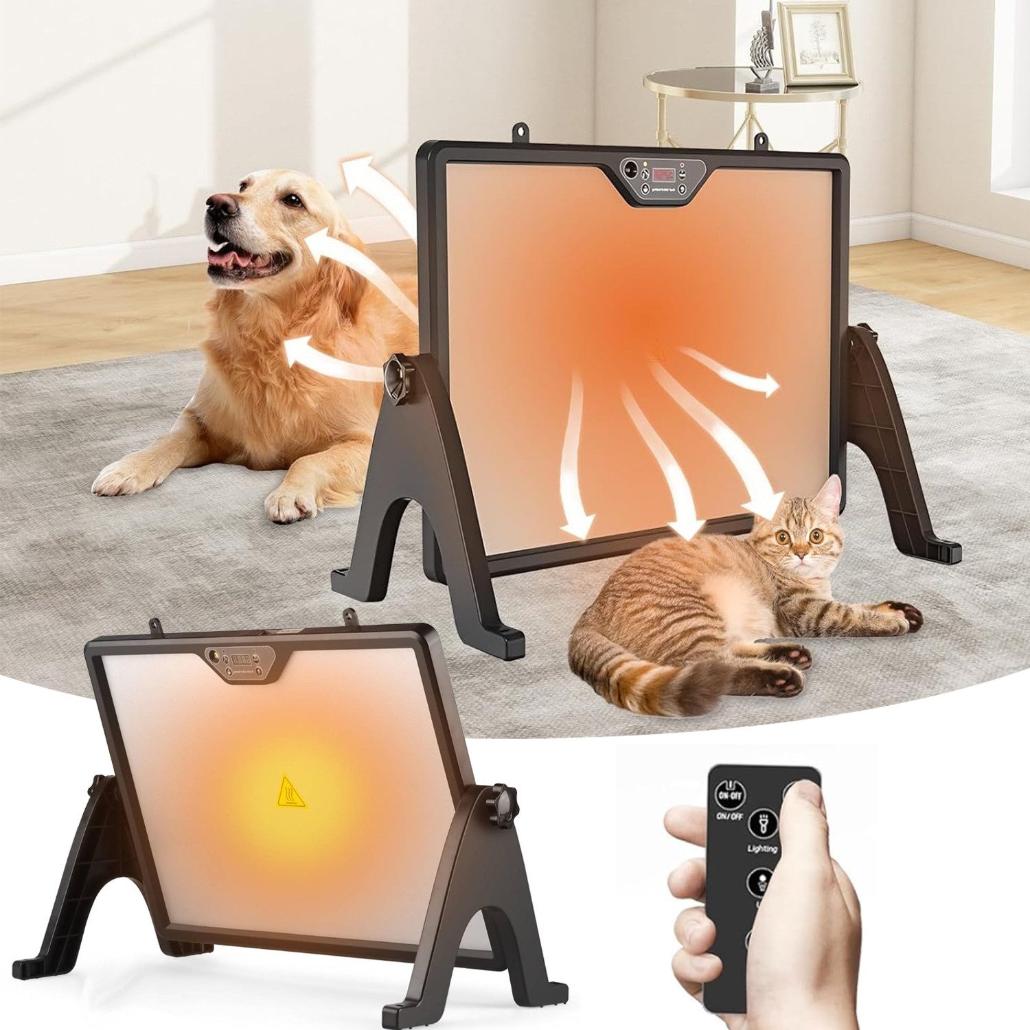 PRIISF Hundematte Katzen Hunde Einstellbare Temperatur Beidseitige Heizung Wärmeplatte, 30℃-75℃ Winter Haustiere Wärmematte Katze Hunde Heizmatte Heizung, Heizdeckem Heizplatte mit Timer Katzenbett Haustiermatte Hundebett