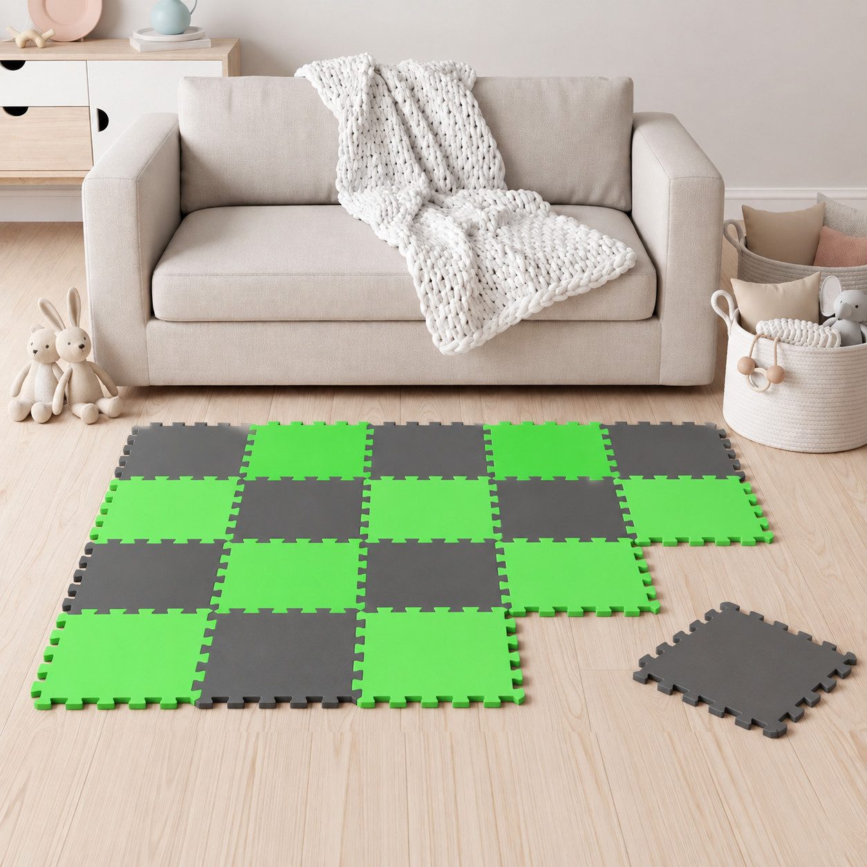 LittleTom Puzzlematte ab dem 1. Tag - 18 Teile Baby Spielmatte - 30 x 30 Kinder Krabbelmatte, (18-tlg), Spielunterlage für Babys und Kleinkinder - Kinderzimmer Puzzleteppich