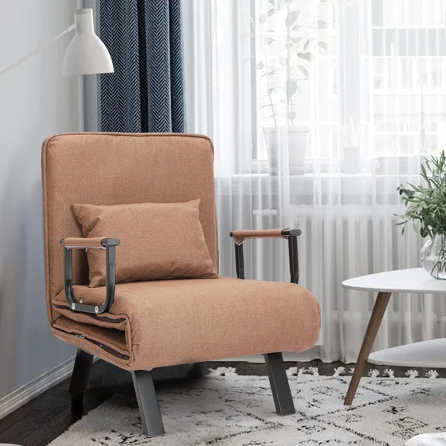 Youyijia Schlafsofa 4 in 1 mit Klappsessel Schlafsofa für bis 150kg belastbar Braun – Bild 5 von 5