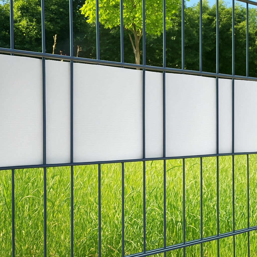 Systafex® Sichtschutzstreifen Sichtschutz Rolle RAL9003 Weiß 26m für Doppelstabmattenzaun, kürzbar, uv-beständig, leichte montage, witterungsbeständig