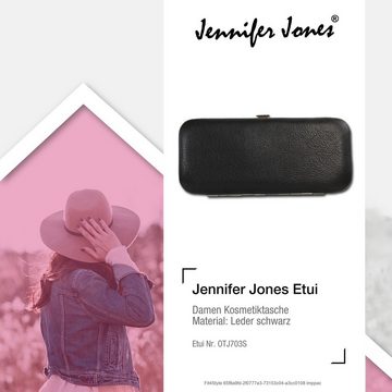 Jennifer Jones Kosmetiktasche Jennifer Jones Nageletui Leder Maniküreset (Kosmetiktasche, Kosmetiktasche), Kosmetiktasche Leder, schwarz ca. 15cm x ca. 6,5cm