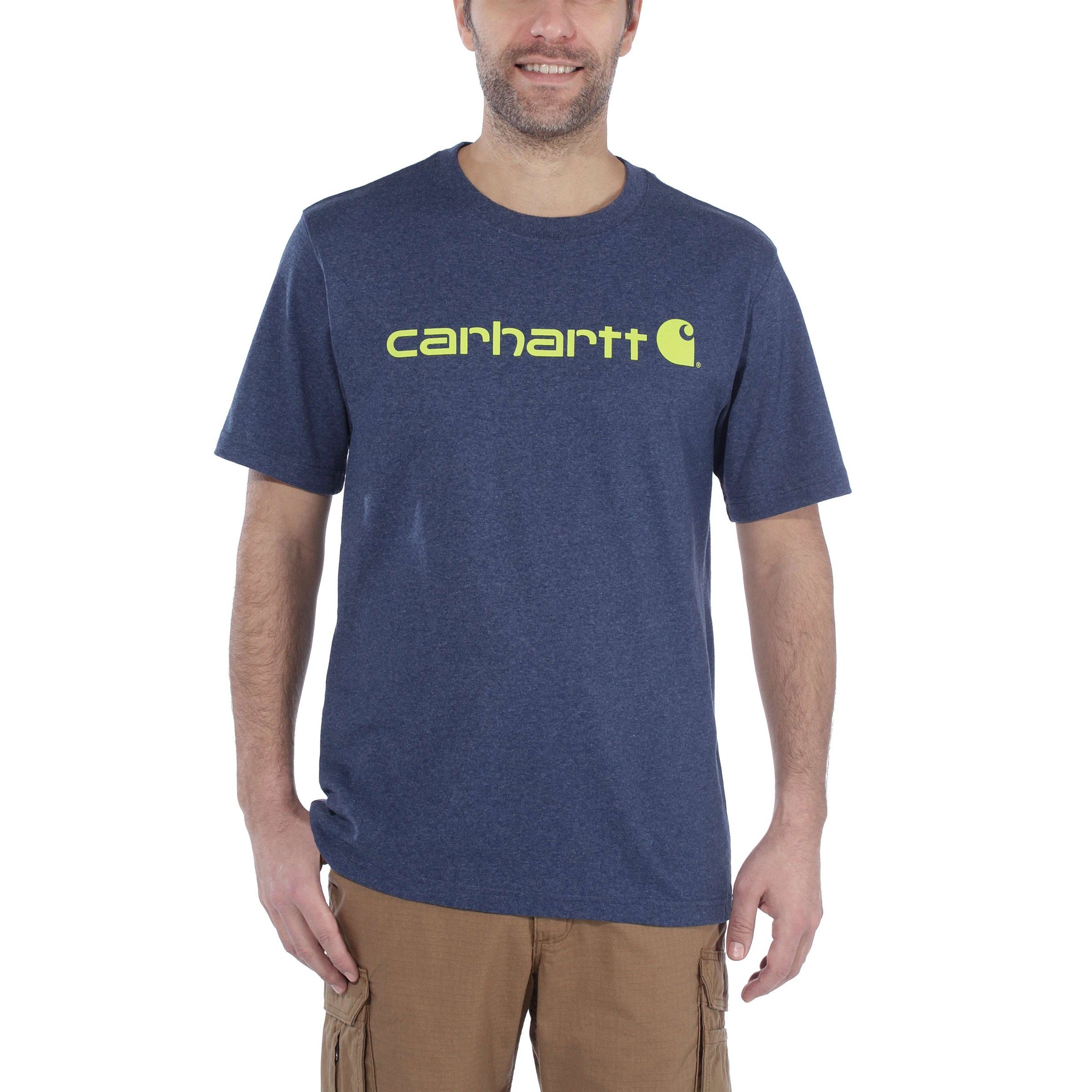 Carhartt Logo Heavyweight Carhartt dark T-Shirt Graphic Adult heather blue cobalt Herren Fit Relaxed T-Shirt Short-Sleeve