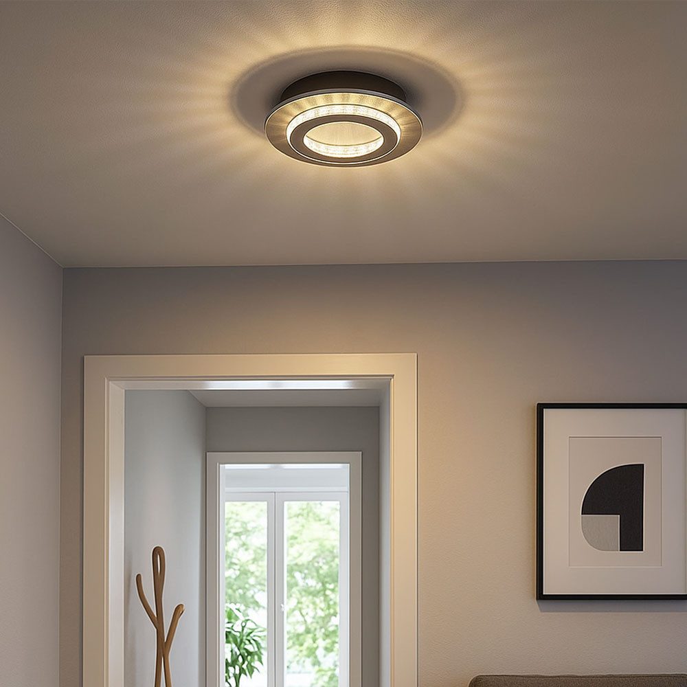 GLOBO LIGHTING LED Deckenleuchte, LED-Leuchtmittel fest verbaut, Kaltweiß, Warmweiß, Neutralweiß, Tageslichtweiß, Farbwechsel, Deckenleuchte Kristalle LED anthrazit schwarz CCT Wohnzimmerlampe