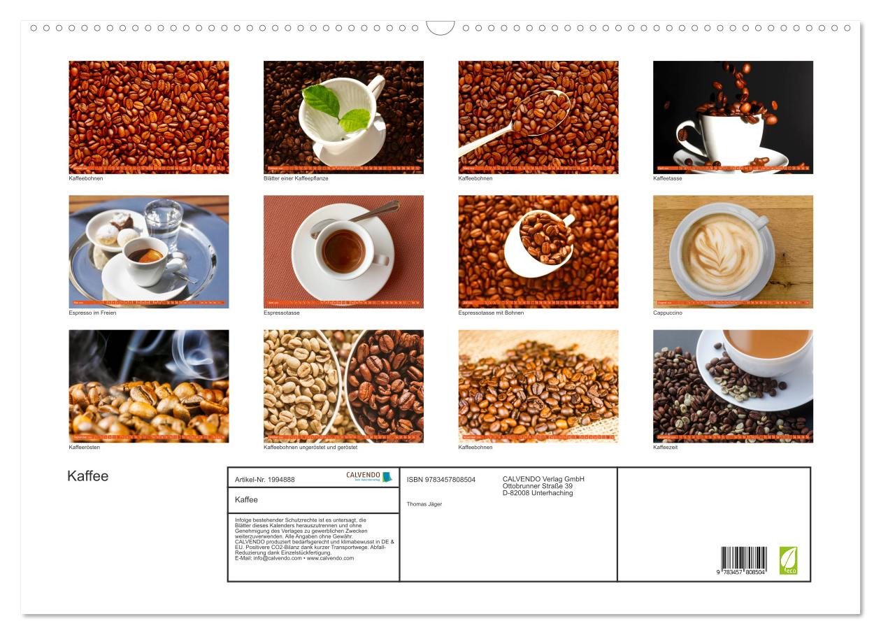 Thumbnail - CALVENDO Wandkalender Kaffee (Wandkalender 2026 DIN A2 quer), CALVENDO Monatskalender