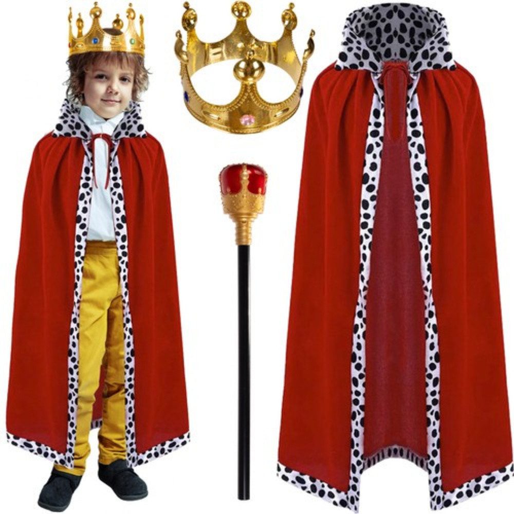 KRUZZEL König-Kostüm König Kostümset Verkleidung, für Kostümpartys, Theater, Geburtstage oder Schulaufführungen.