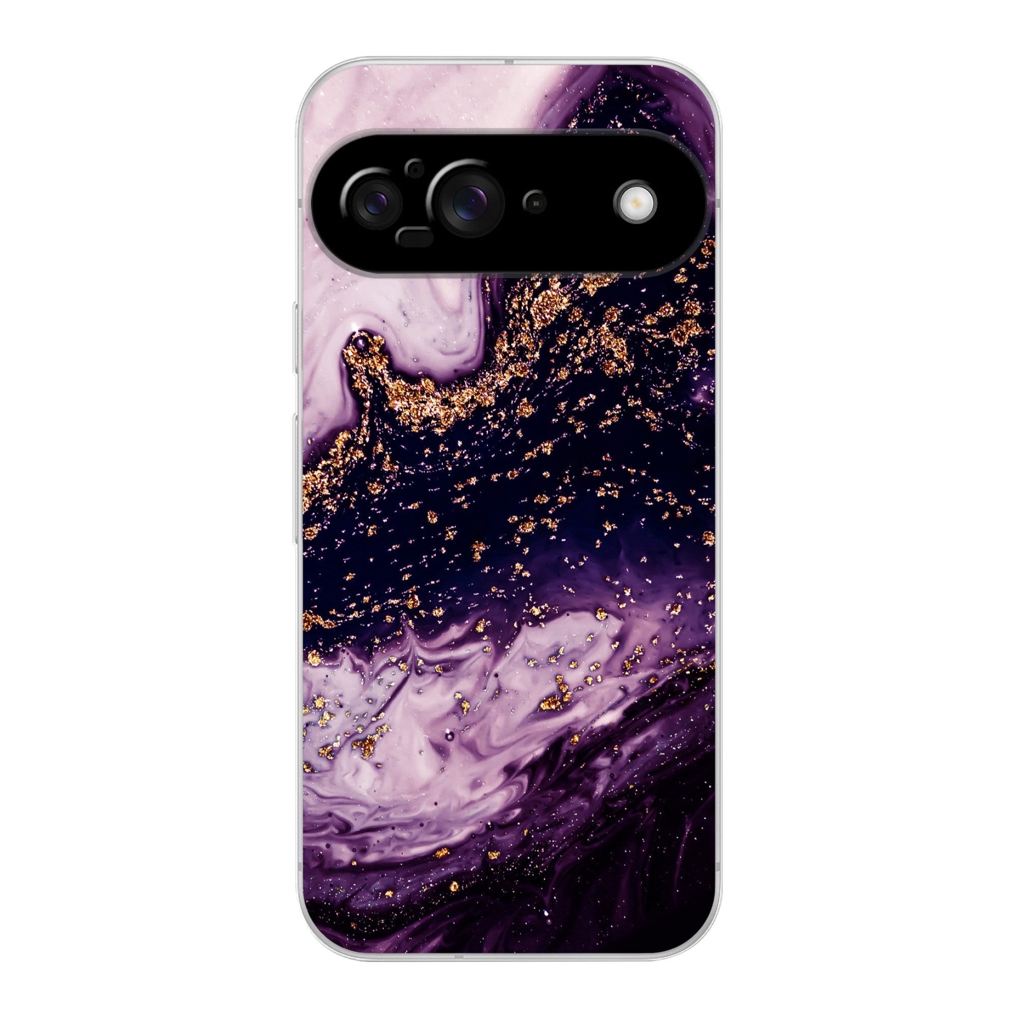 MuchoWow Handyhülle für Google Pixel 9 Marmor - Gold - Naturstein, Handy Case, Silikon, Bumper Case Dünn