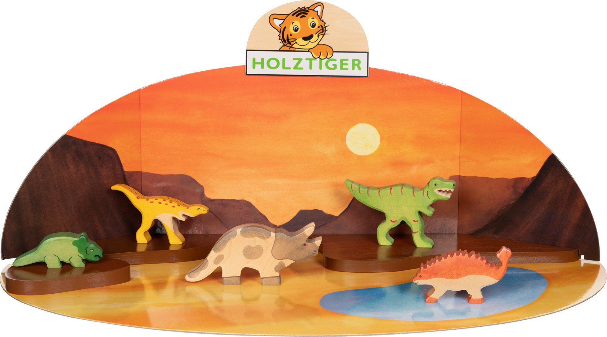 Spielwelt Das große Holztiger Dinosaurier-Set: 5 Figuren und Spielwelt Wüste