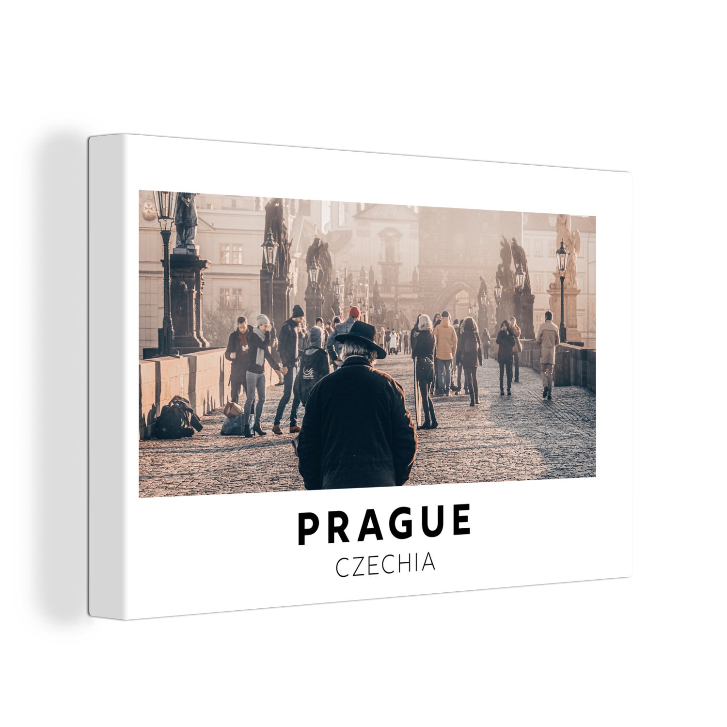 OneMillionCanvasses® Leinwandbild Prag - Tschechische Republik - Brücke - Architektur, (1 St), Wandbild Leinwandbilder, Aufhängefertig, Wanddeko, 30x20 cm