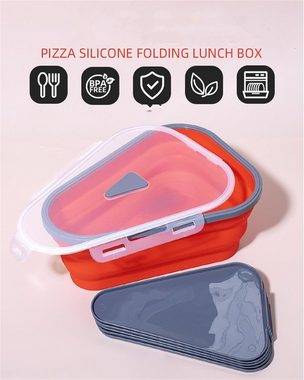 BOTC Pizzateller Tragbare Silikon-Faltbox für Pizza, Mikrowellengeeignet, Pizzateller Essteller, (5 St), Teller Set für 5 Personen, Rot, Silikon