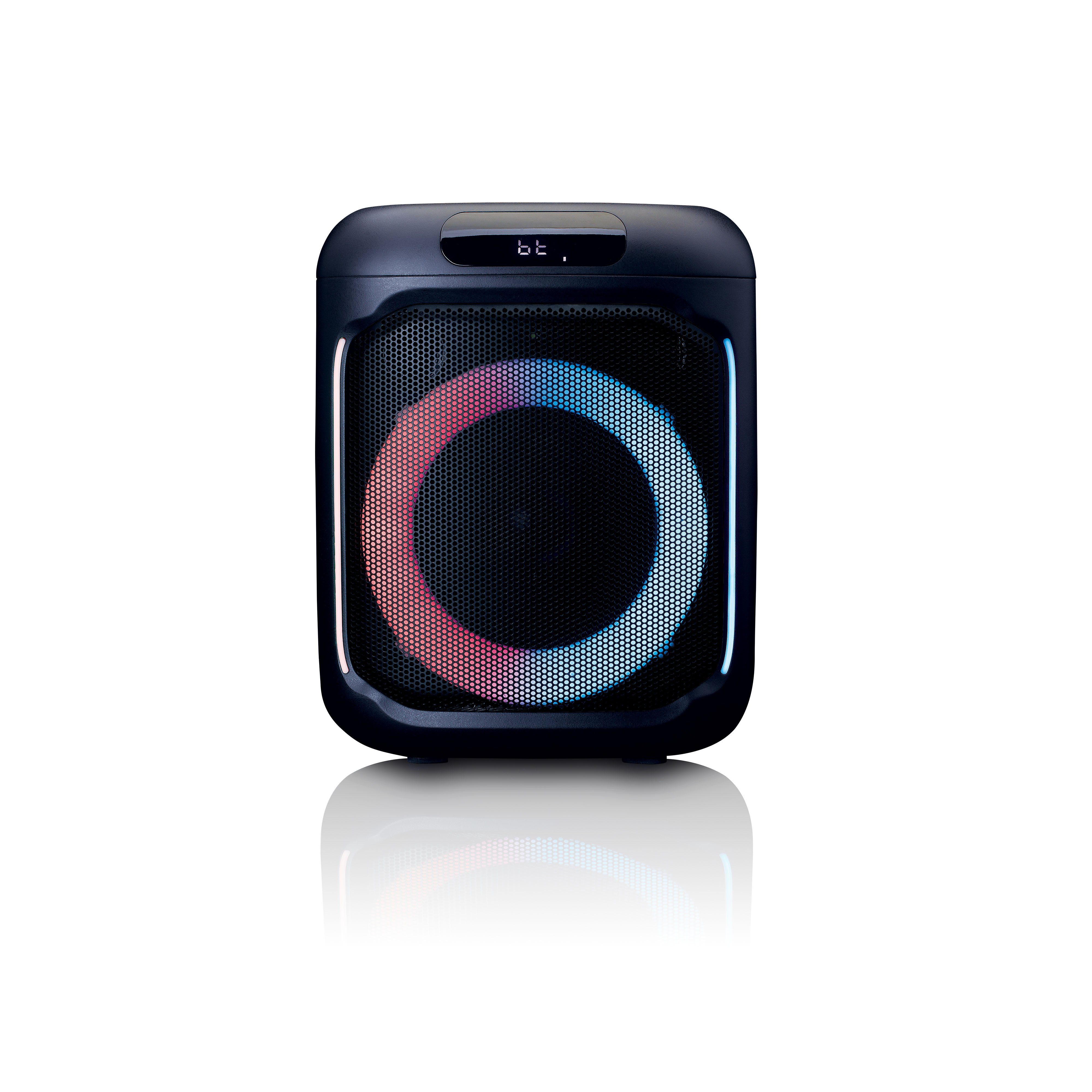 Lenco PA-101BK Bluetooth-Lautsprecher 1.0 (Bluetooth, 100 W, tragbar mit True Wireless 2.0 Stereo Sound, LED-Licht, 14h Akku & IPX4)