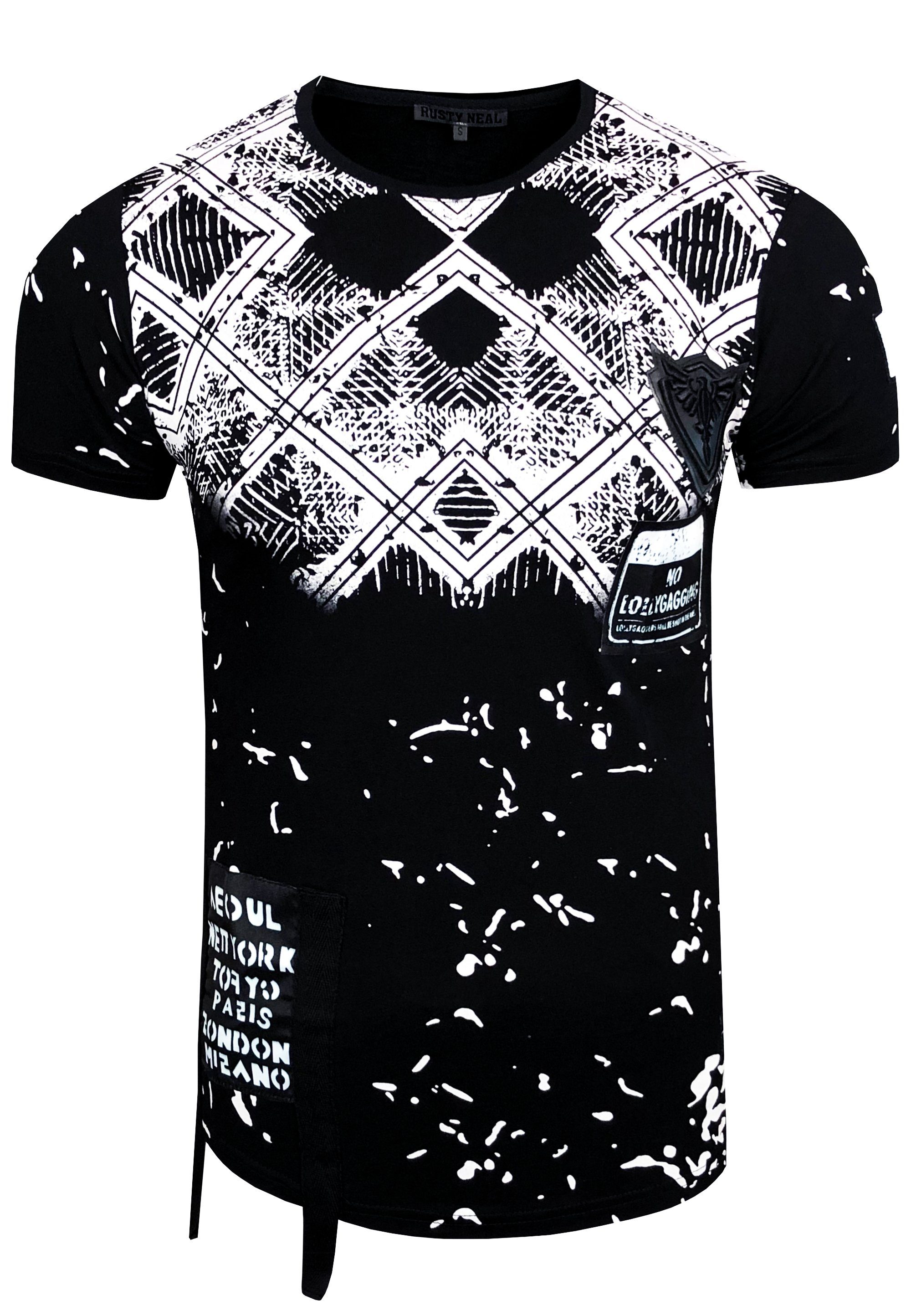 Rusty Neal T-Shirt mit plakativem Frontprint
