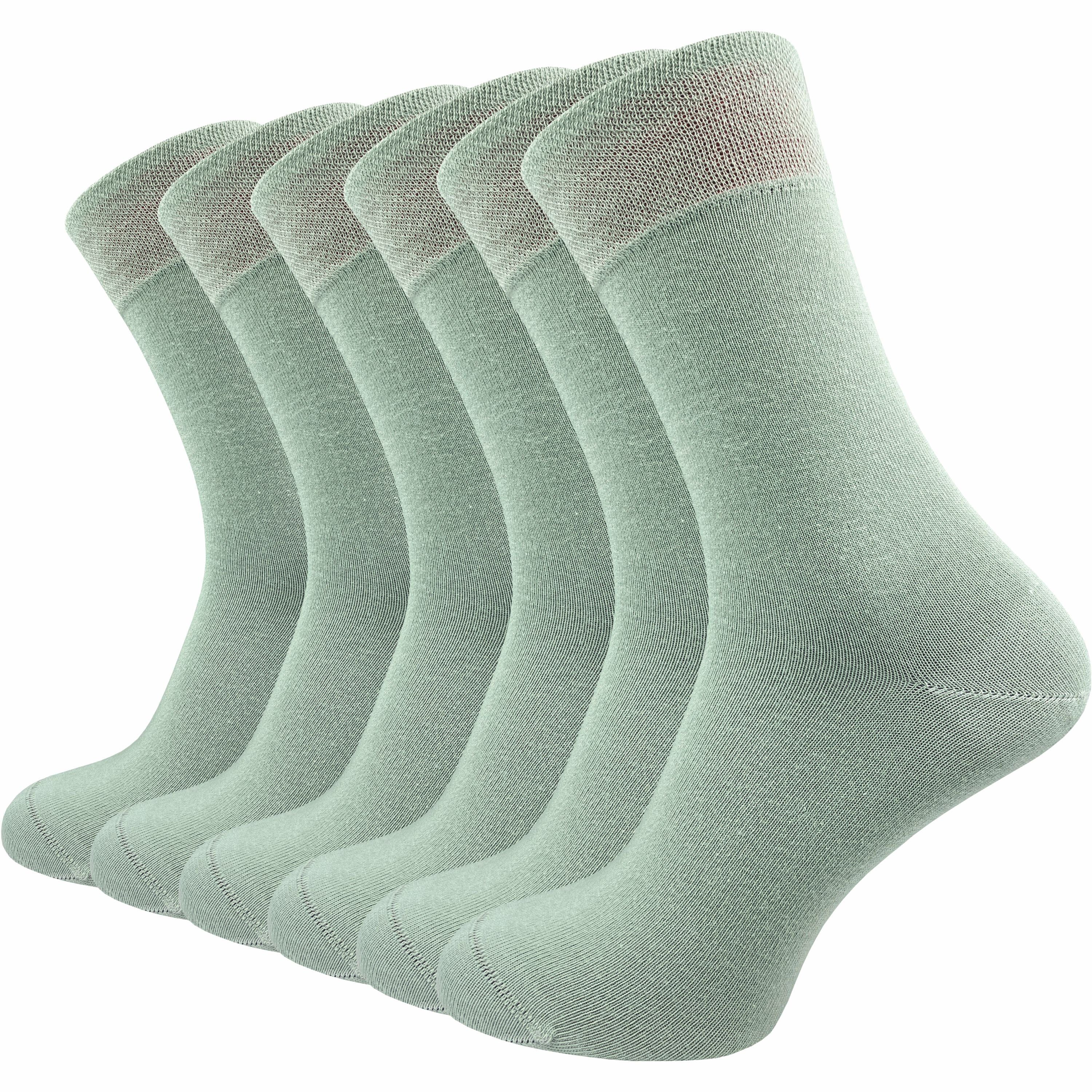 GAWILO Socken für Damen & Herren - Premium Komfortbund ohne drückende Naht (6 Paar) schwarz, grau & blau - aus hochwertiger, doppelt gekämmter Baumwolle salbei