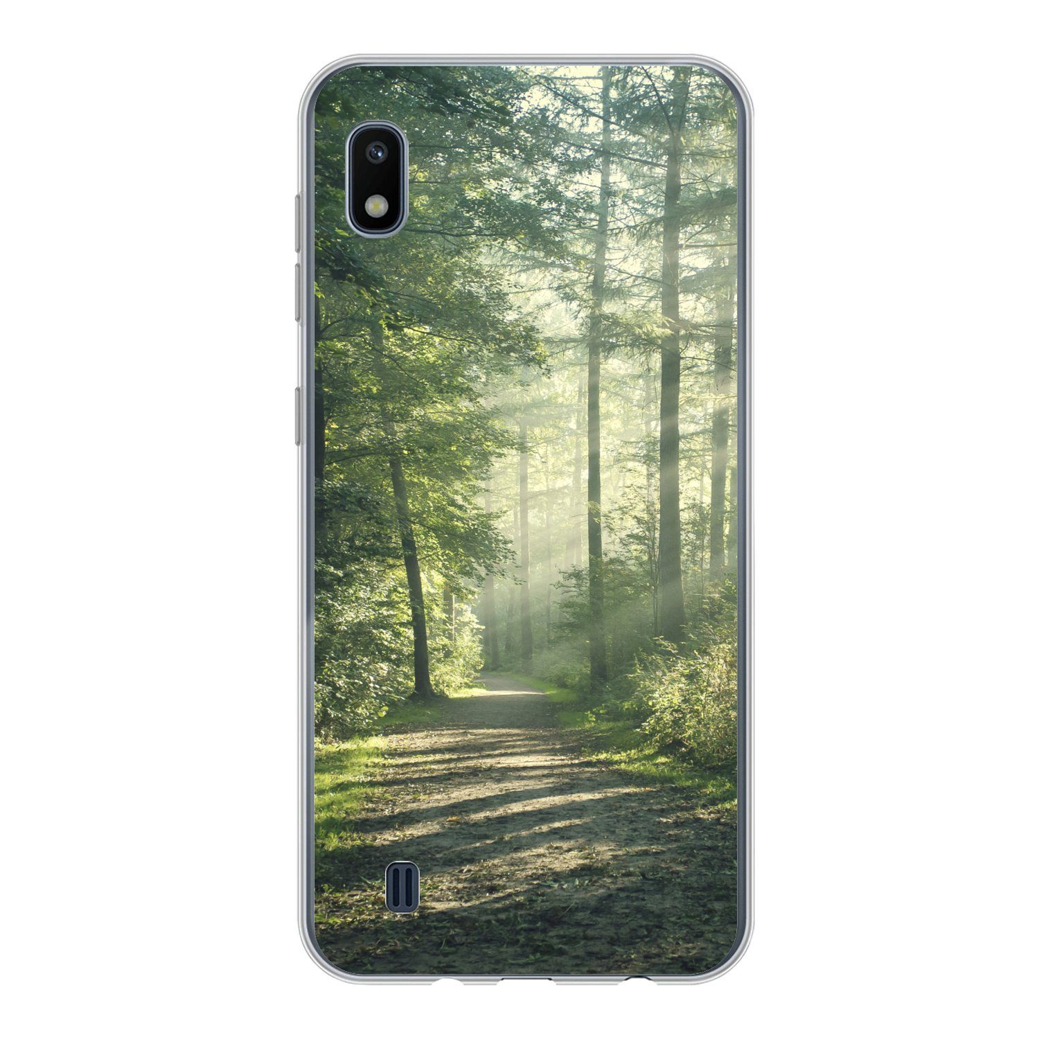 MuchoWow Handyhülle für Samsung Galaxy A10 Wald - Weg - Sonne - Bäume - Grün - Natur, Smartphone-Bumper, Print, Handy Schutzhülle Dünn