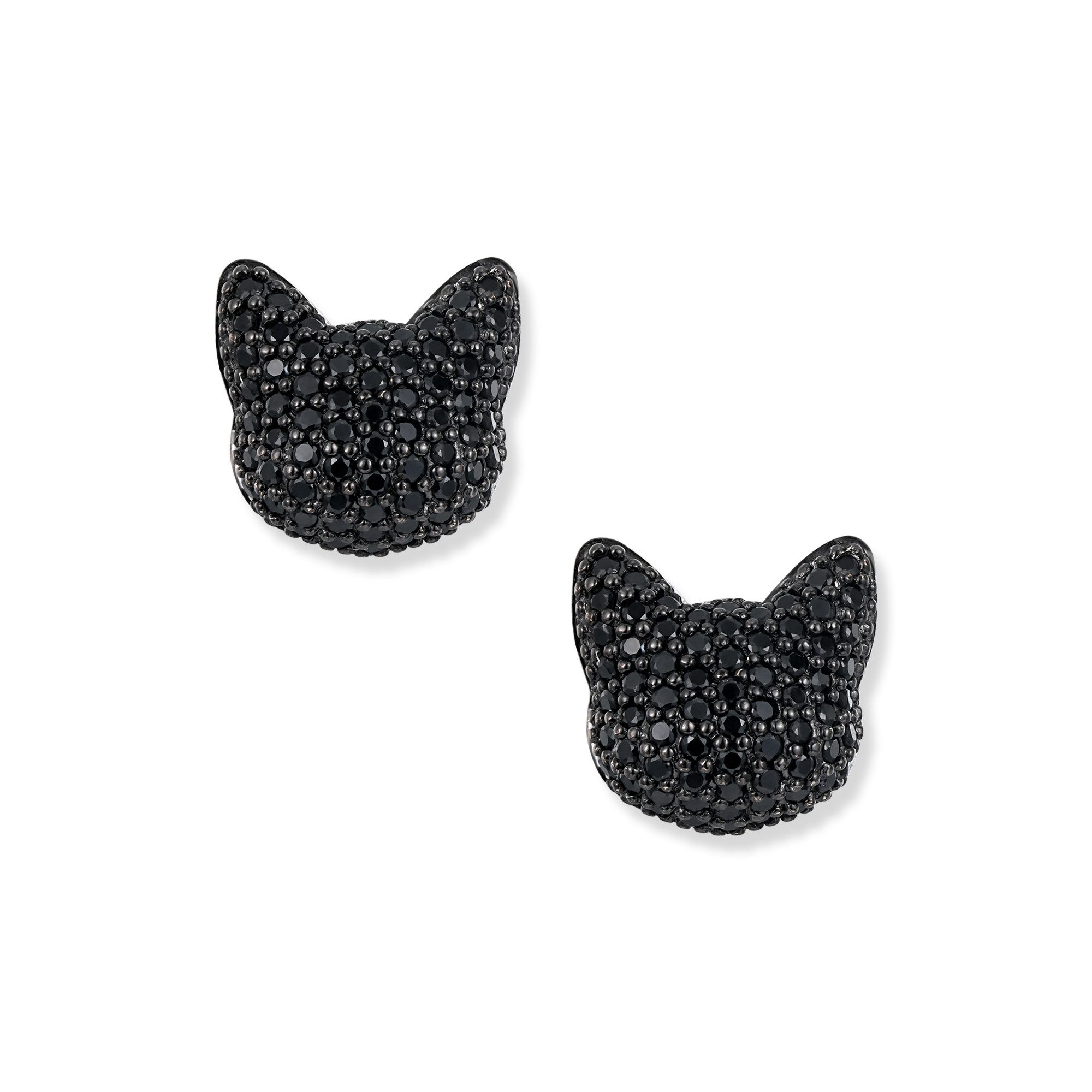 Seinerzeit FLORA & FAUNA Paar Ohrstecker Kuro Katzen Ohrringe, Material: 925 Sterling Silber, rhodiniert, geschwärzt
