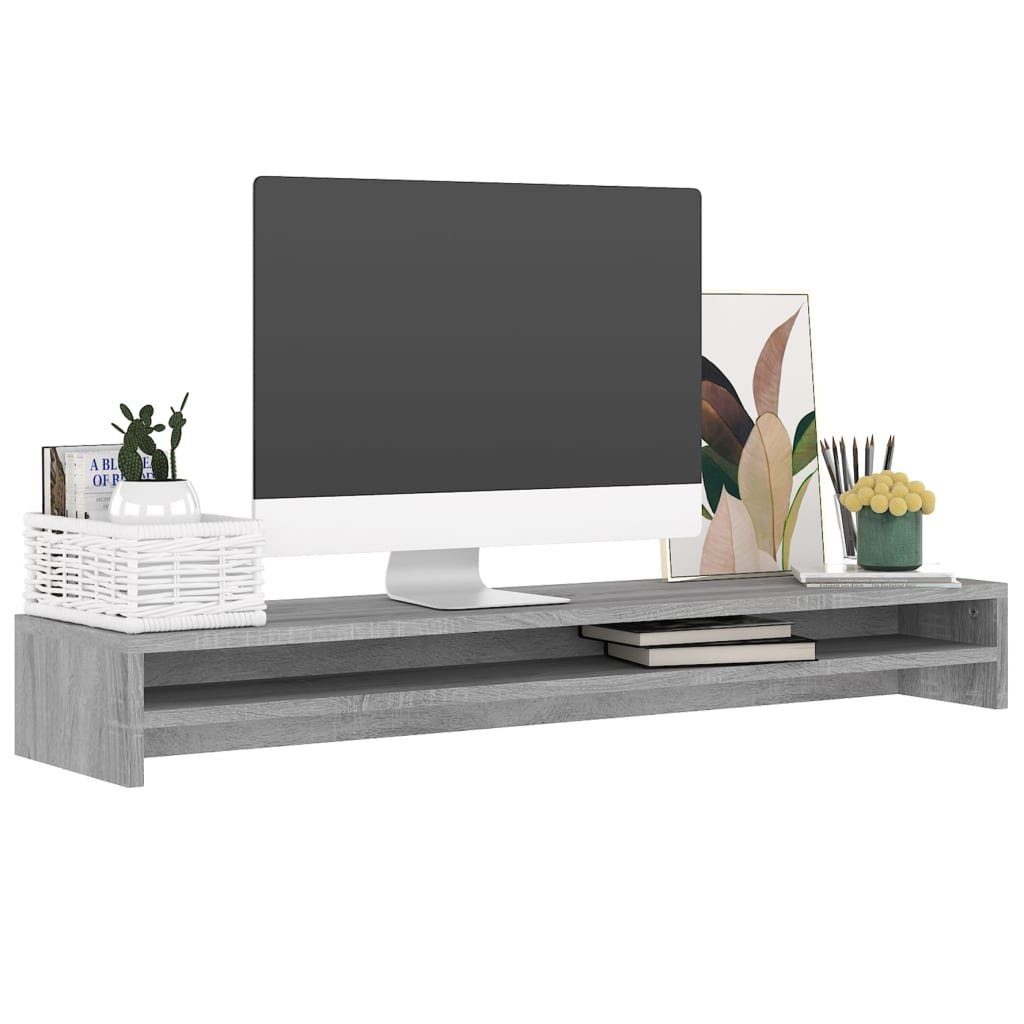 Sonoma Display Holzwerkstoff Monitorständer TV-Schrank cm Schreibt Grau vidaXL 100x24x13